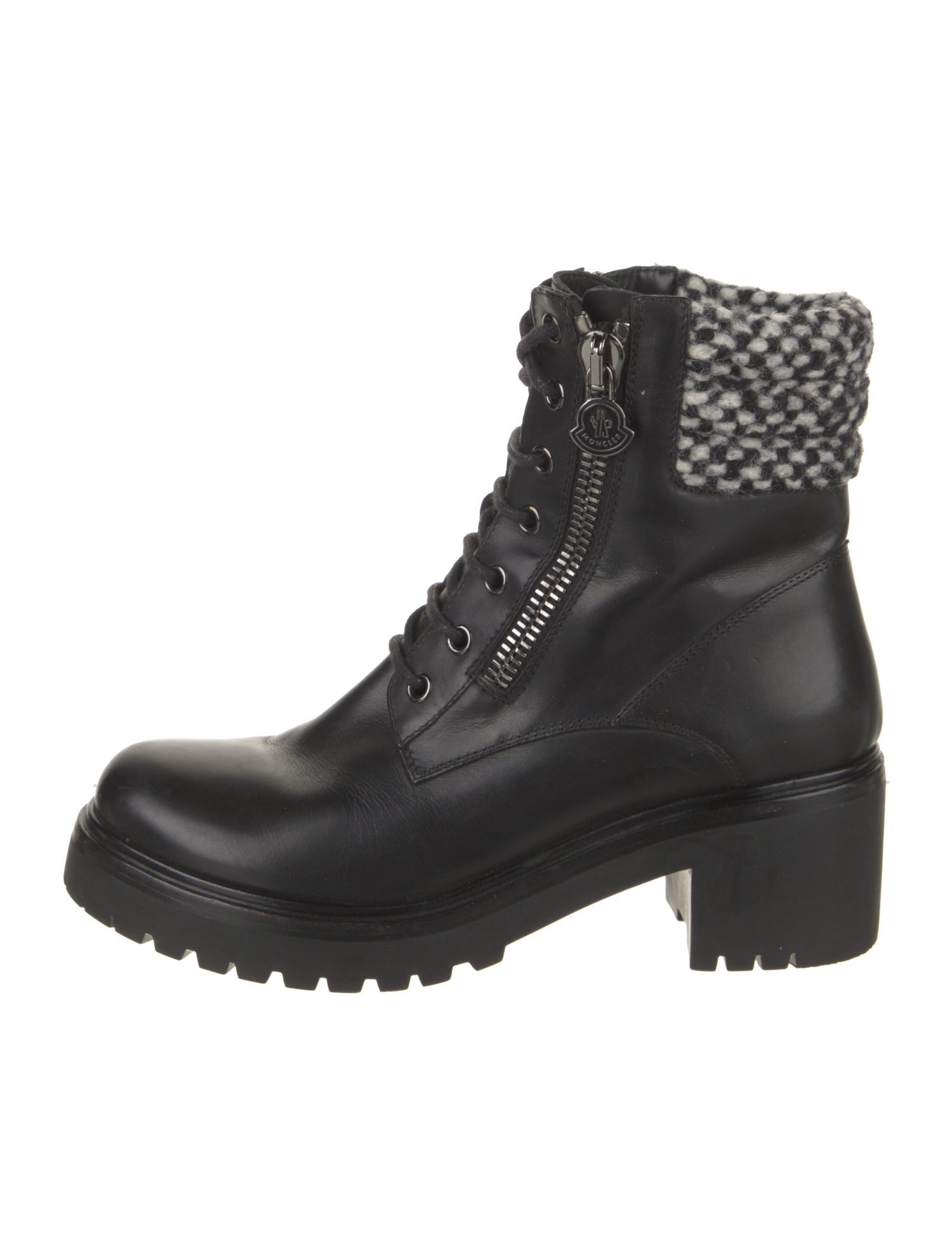 Moncler Leather Printed Combat Boots