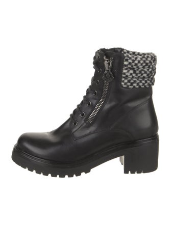Moncler Leather Printed Combat Boots