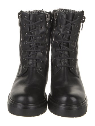 Moncler Leather Printed Combat Boots