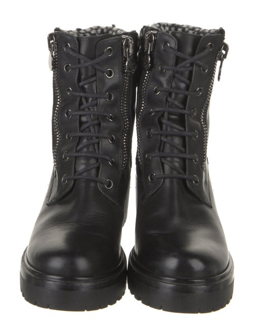 Moncler Leather Printed Combat Boots