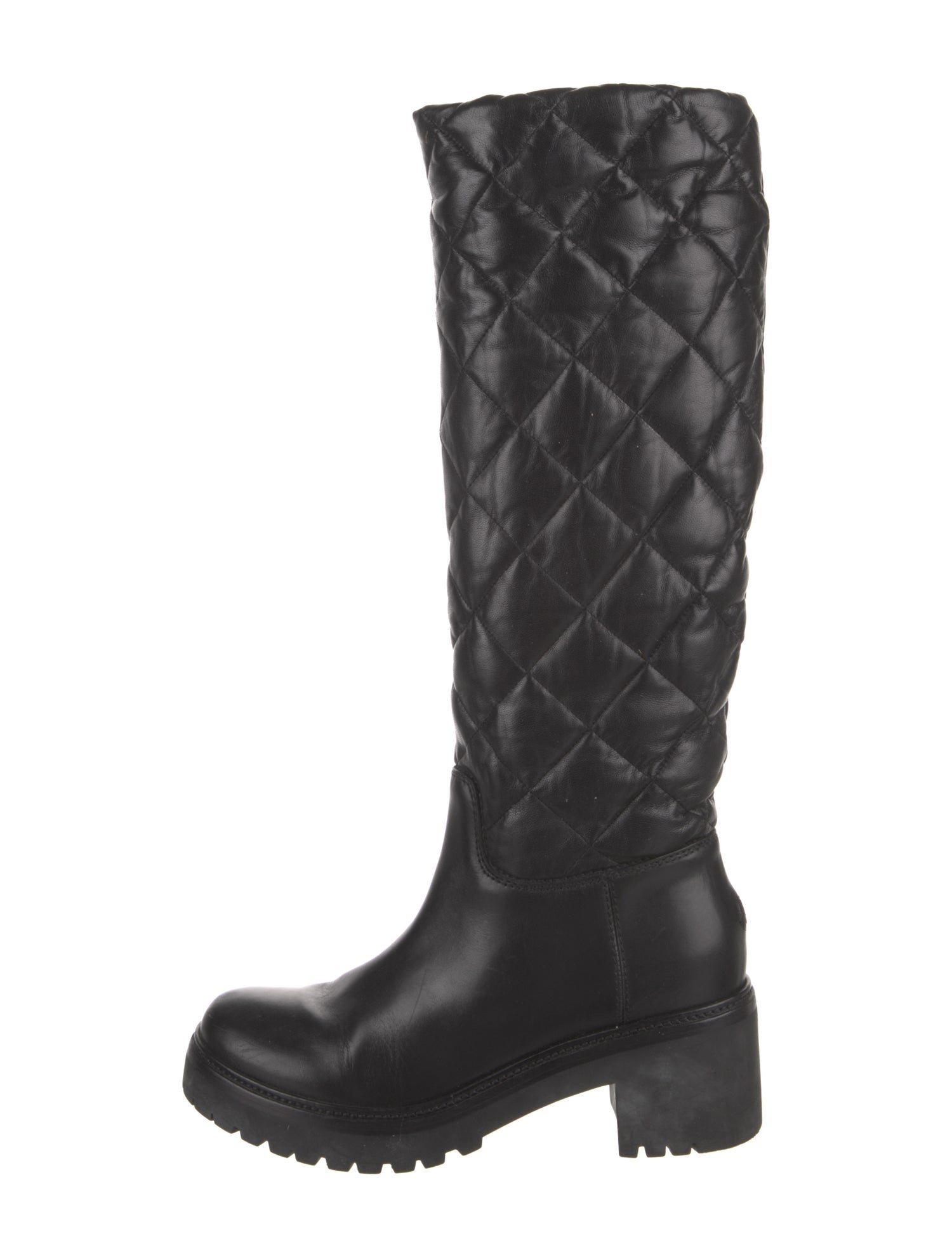 Moncler Quilted Pattern Leather Boots