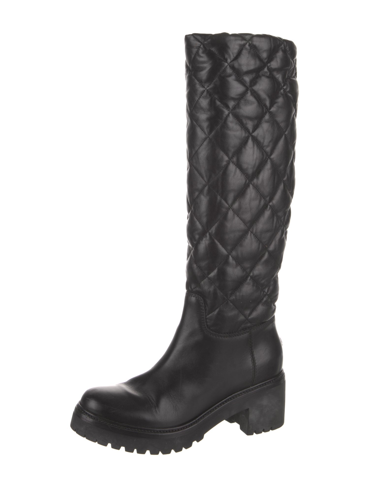 Moncler Quilted Pattern Leather Boots
