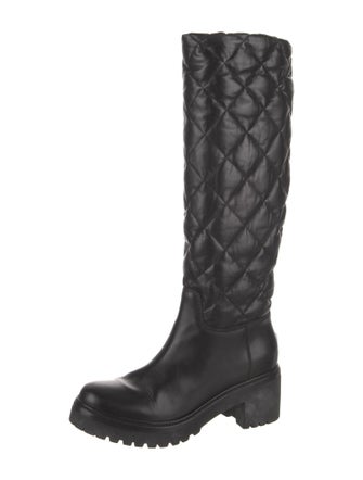 Moncler Quilted Pattern Leather Boots