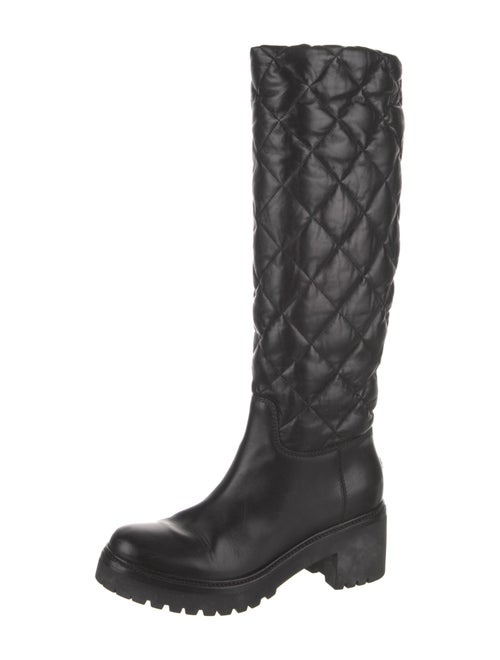 Moncler Quilted Pattern Leather Boots