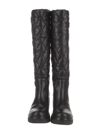 Moncler Quilted Pattern Leather Boots