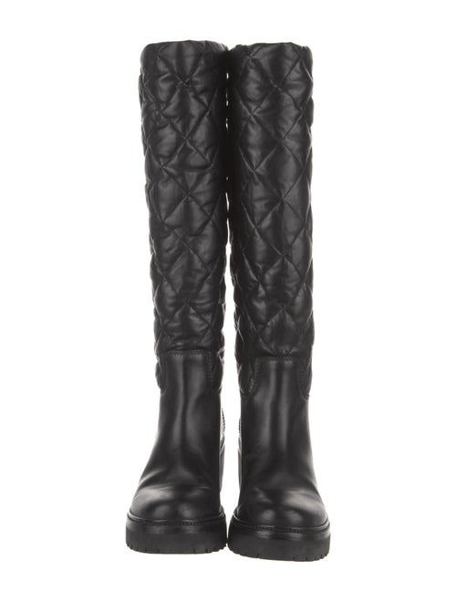 Moncler Quilted Pattern Leather Boots
