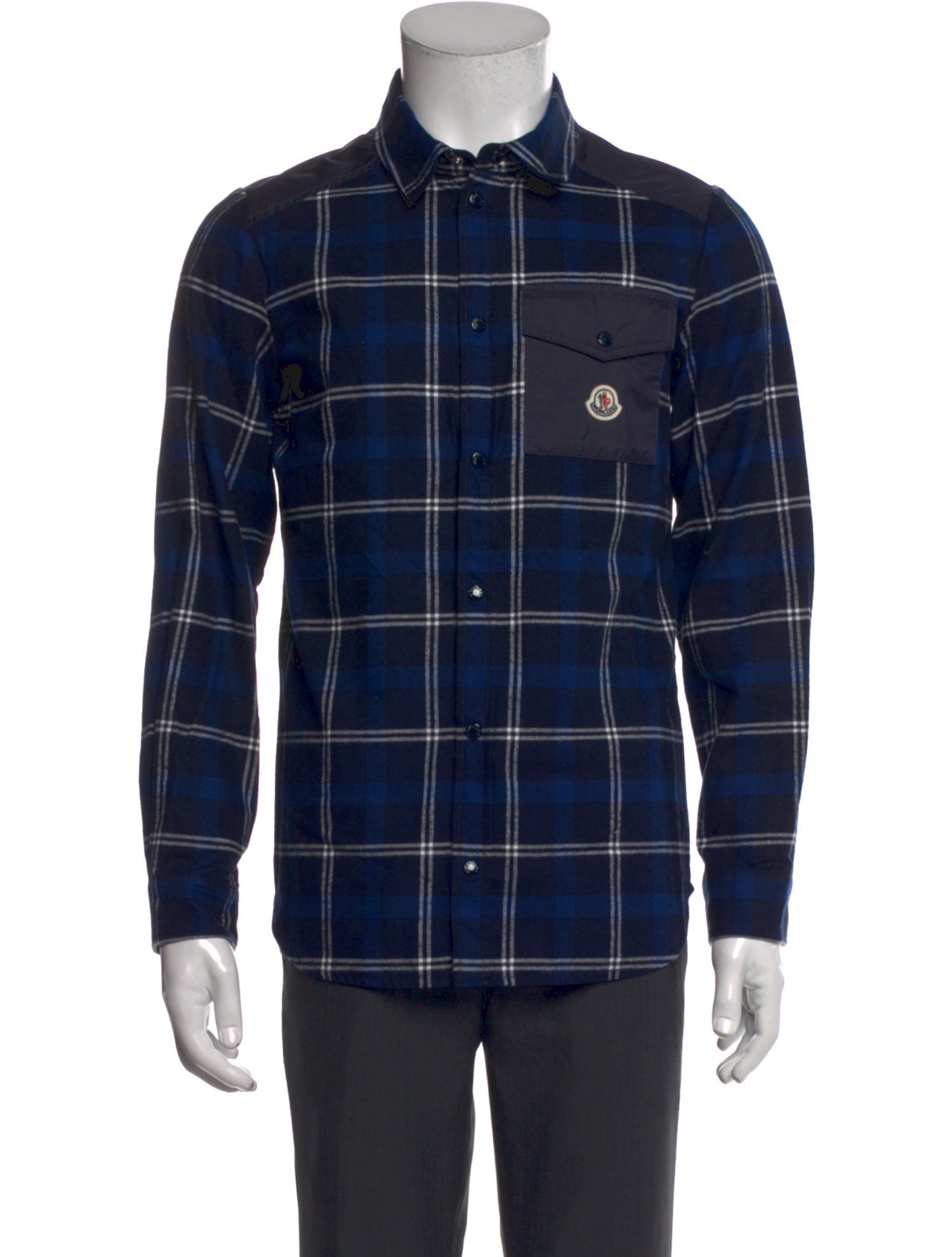 Moncler Plaid Print Long Sleeve Shirt