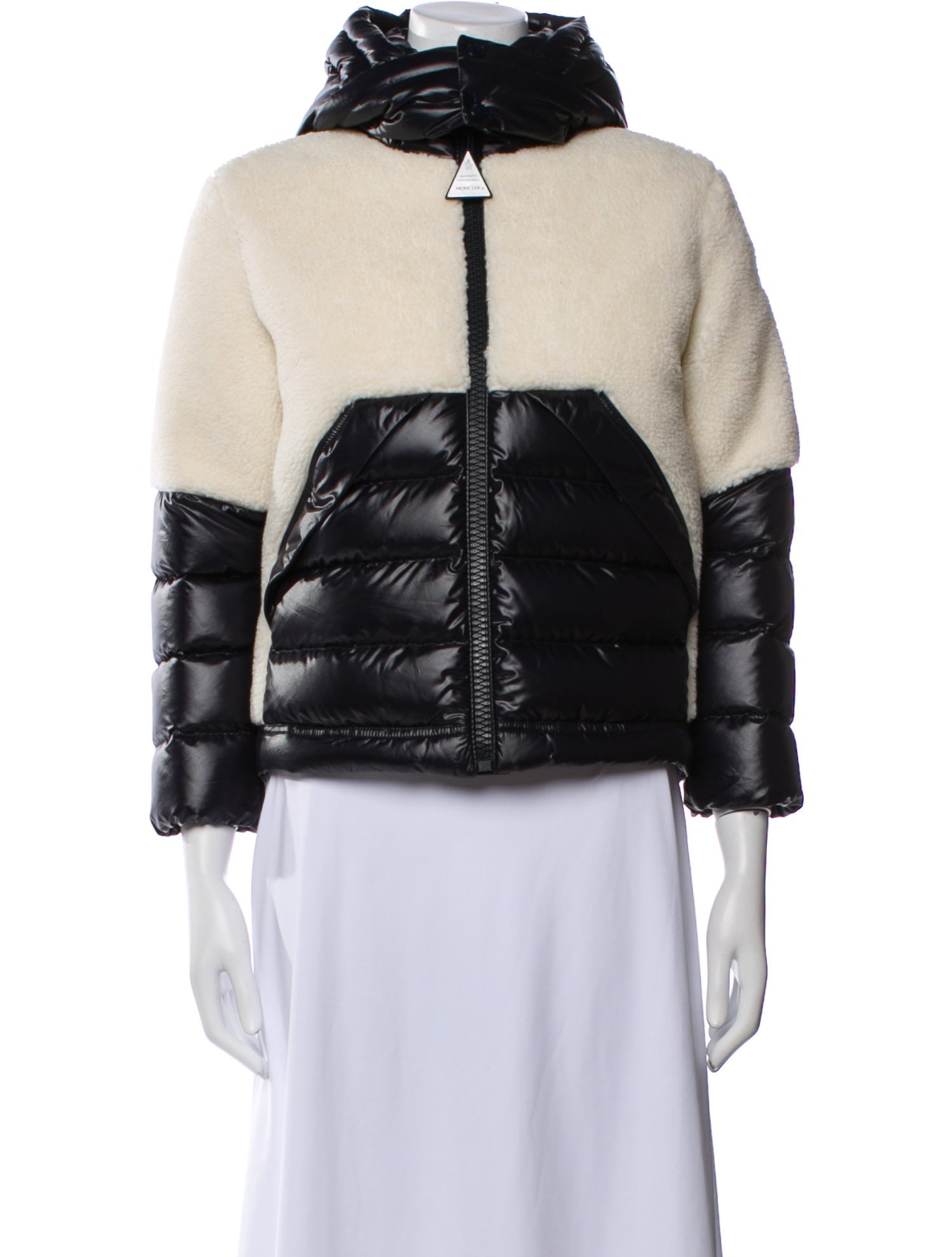 Moncler Colorblock Pattern Faux Fur Jacket