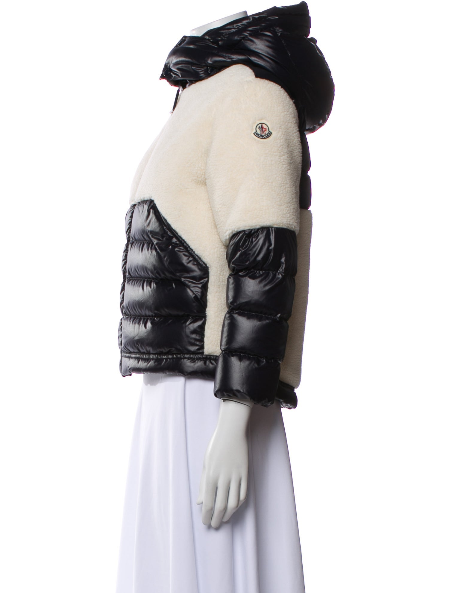 Moncler Colorblock Pattern Faux Fur Jacket