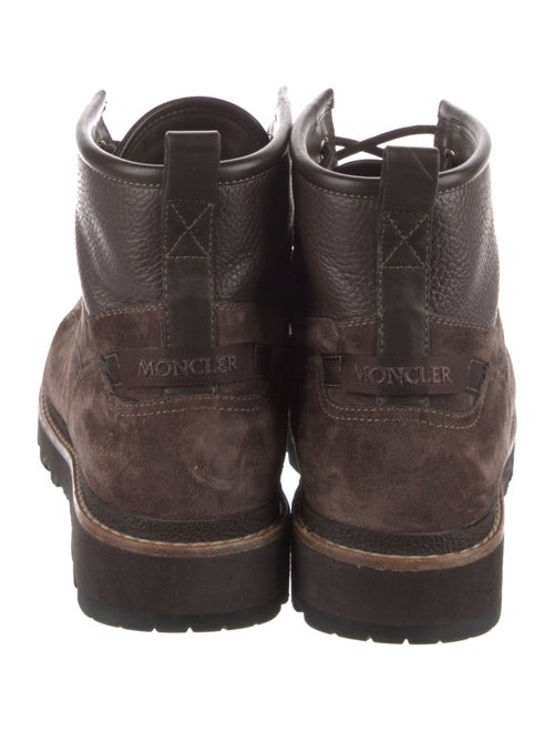 Moncler Suede Embroidered Accent Lace-Up Boots