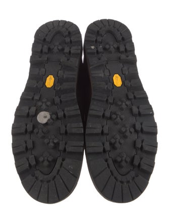 Moncler Suede Embroidered Accent Lace-Up Boots