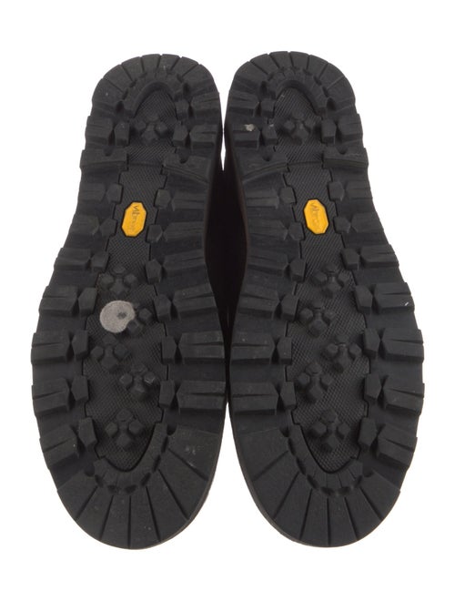 Moncler Suede Embroidered Accent Lace-Up Boots