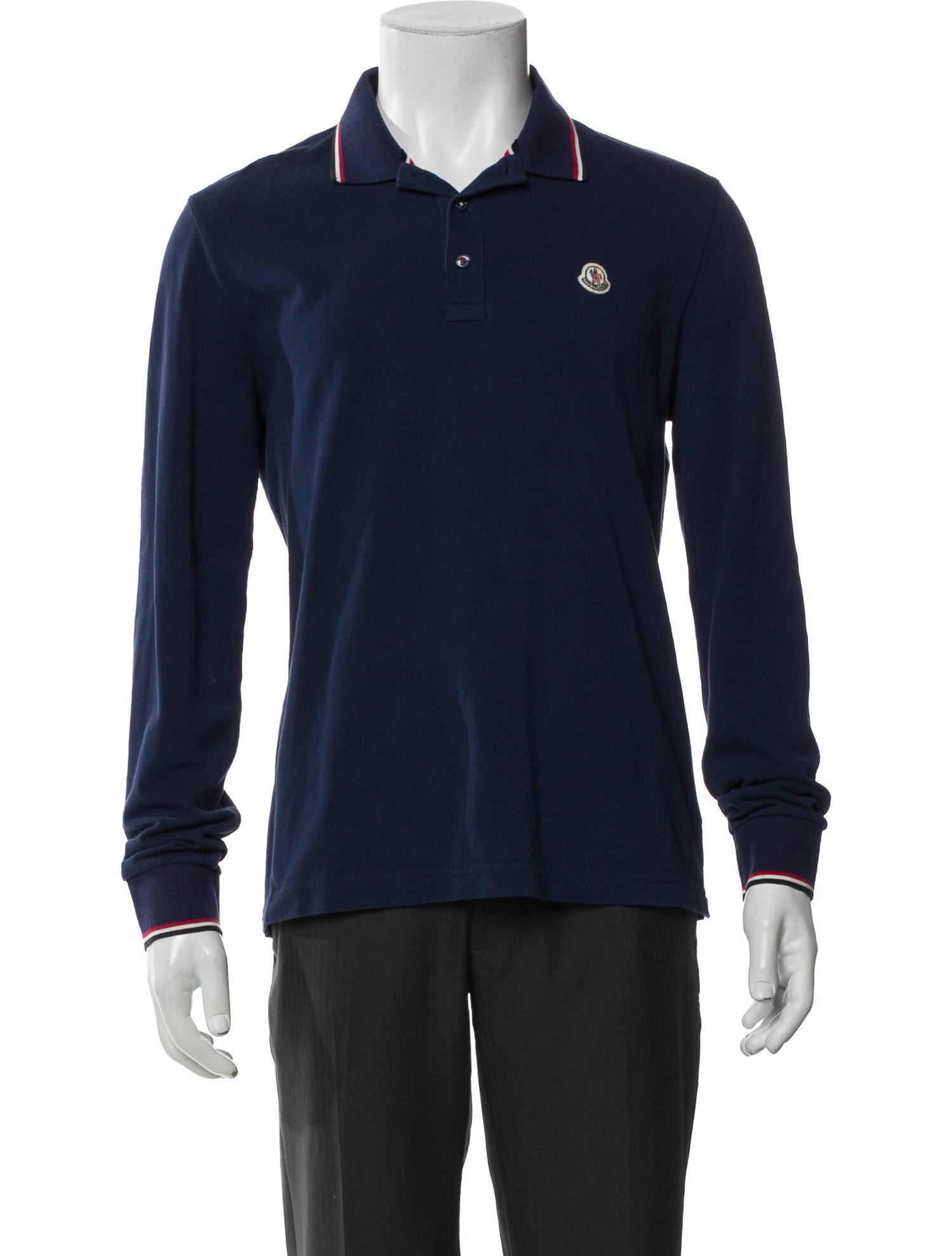 Moncler V-Neck Long Sleeve Polo Shirt