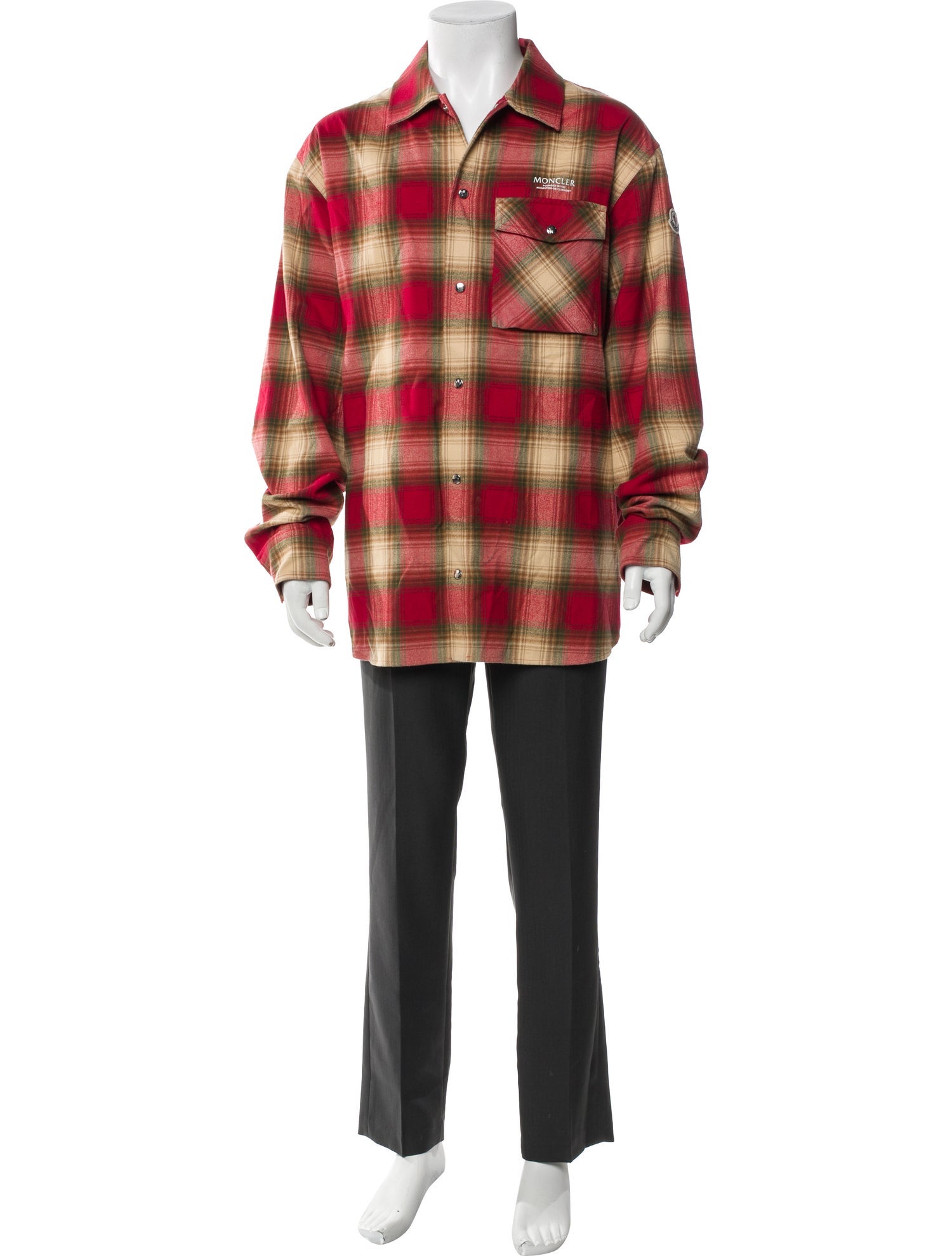 Moncler Plaid Print Long Sleeve Western Shirt