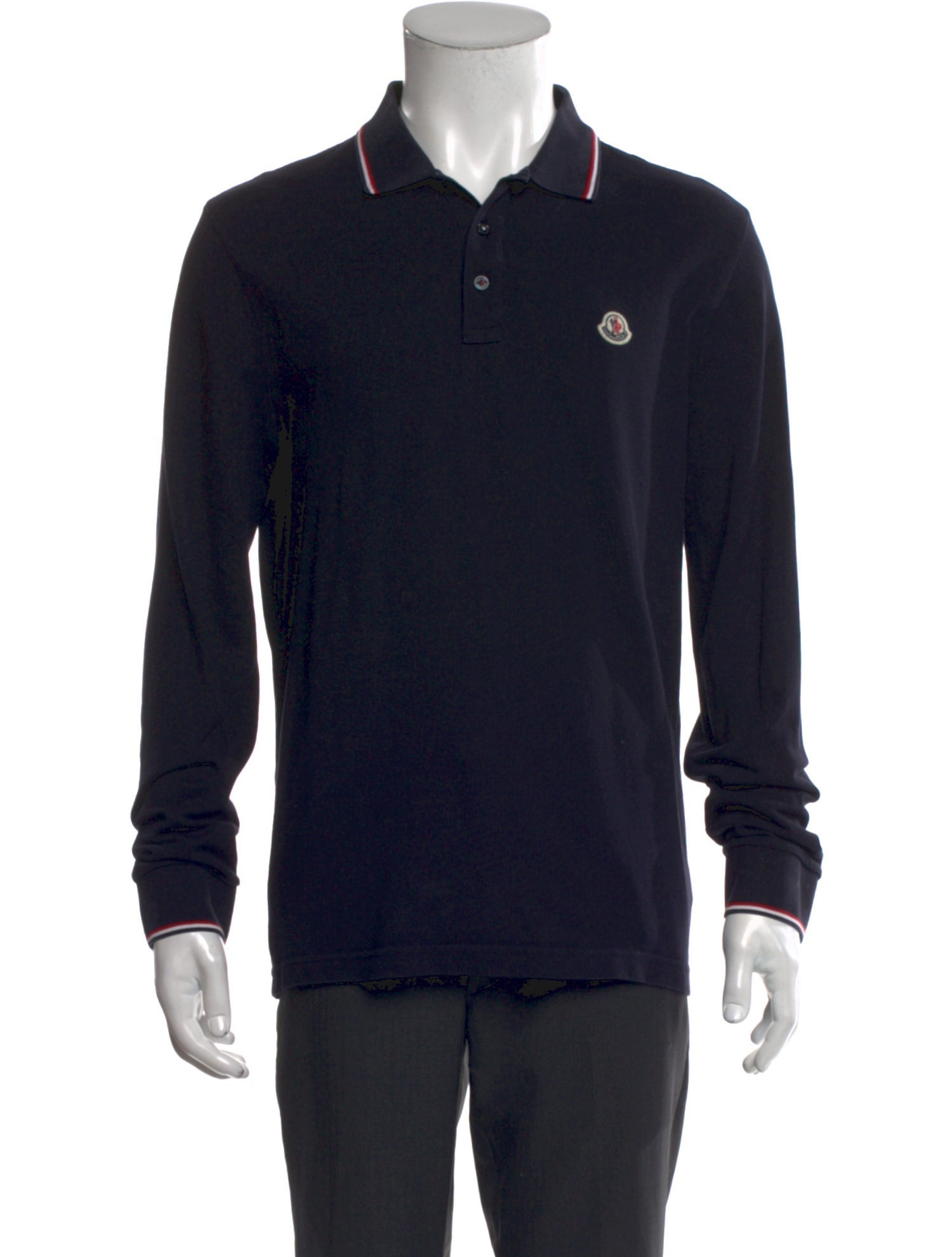 Moncler V-Neck Long Sleeve Polo Shirt