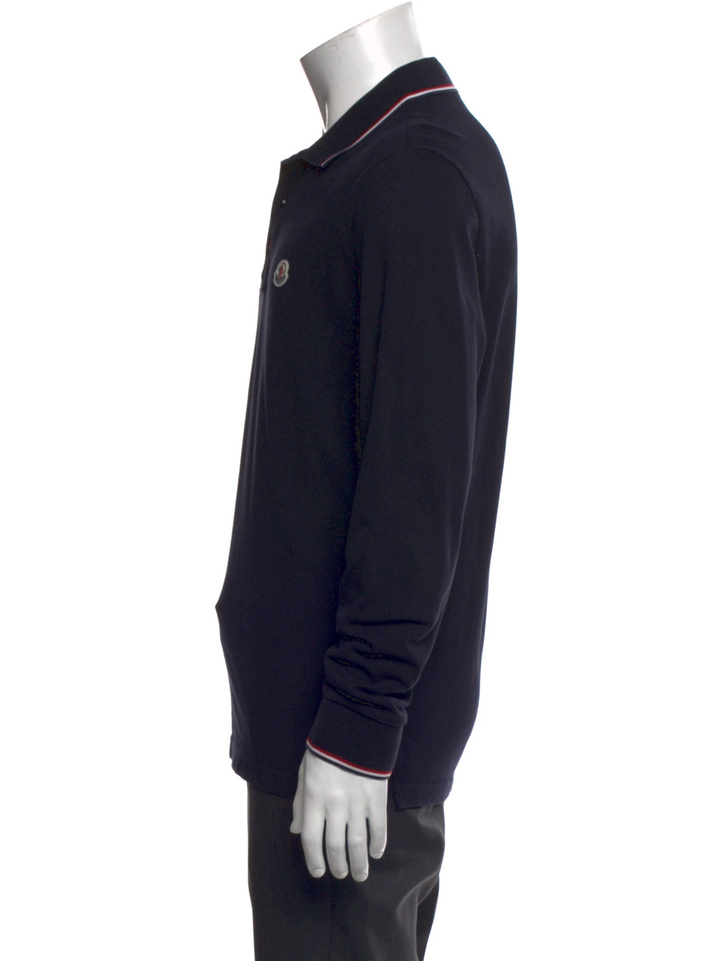 Moncler V-Neck Long Sleeve Polo Shirt