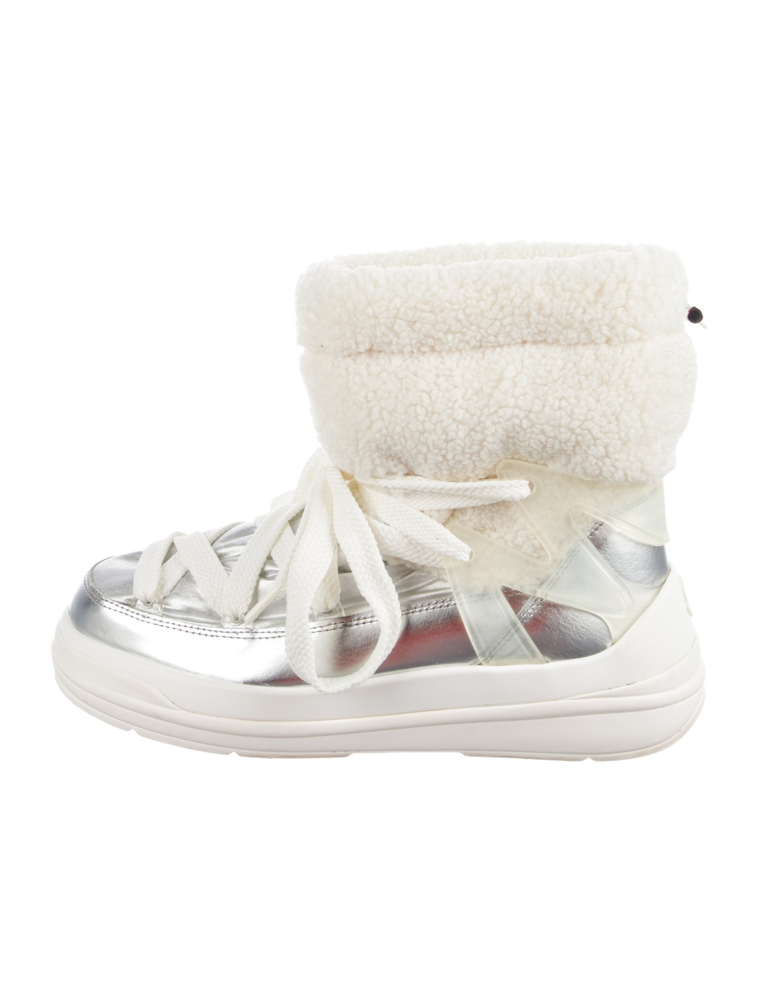 Moncler Nylon Fur Trim Wedge Sneakers