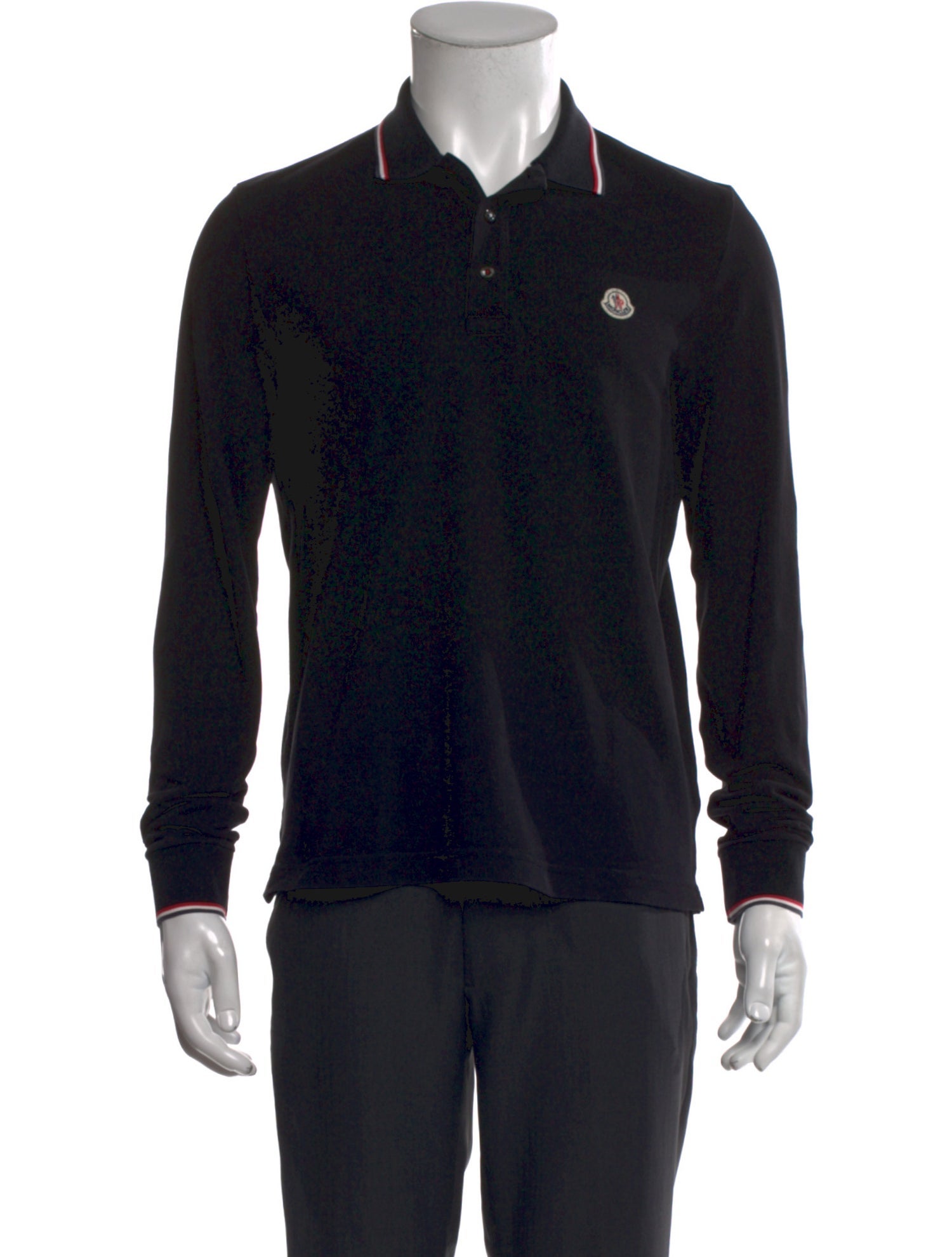 Moncler V-Neck Long Sleeve Polo Shirt