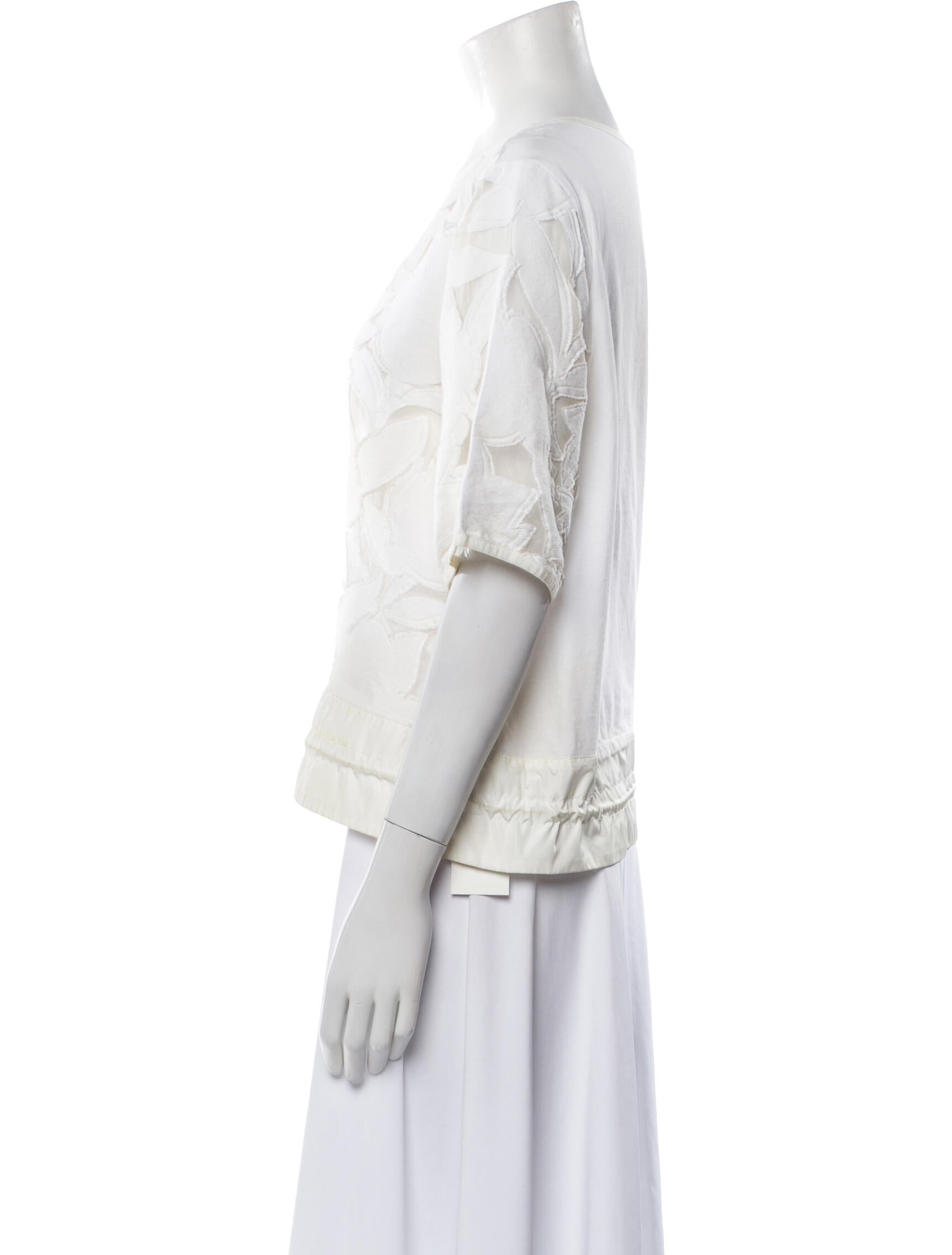 Moncler Bateau Neckline Three-Quarter Sleeve Crop Top