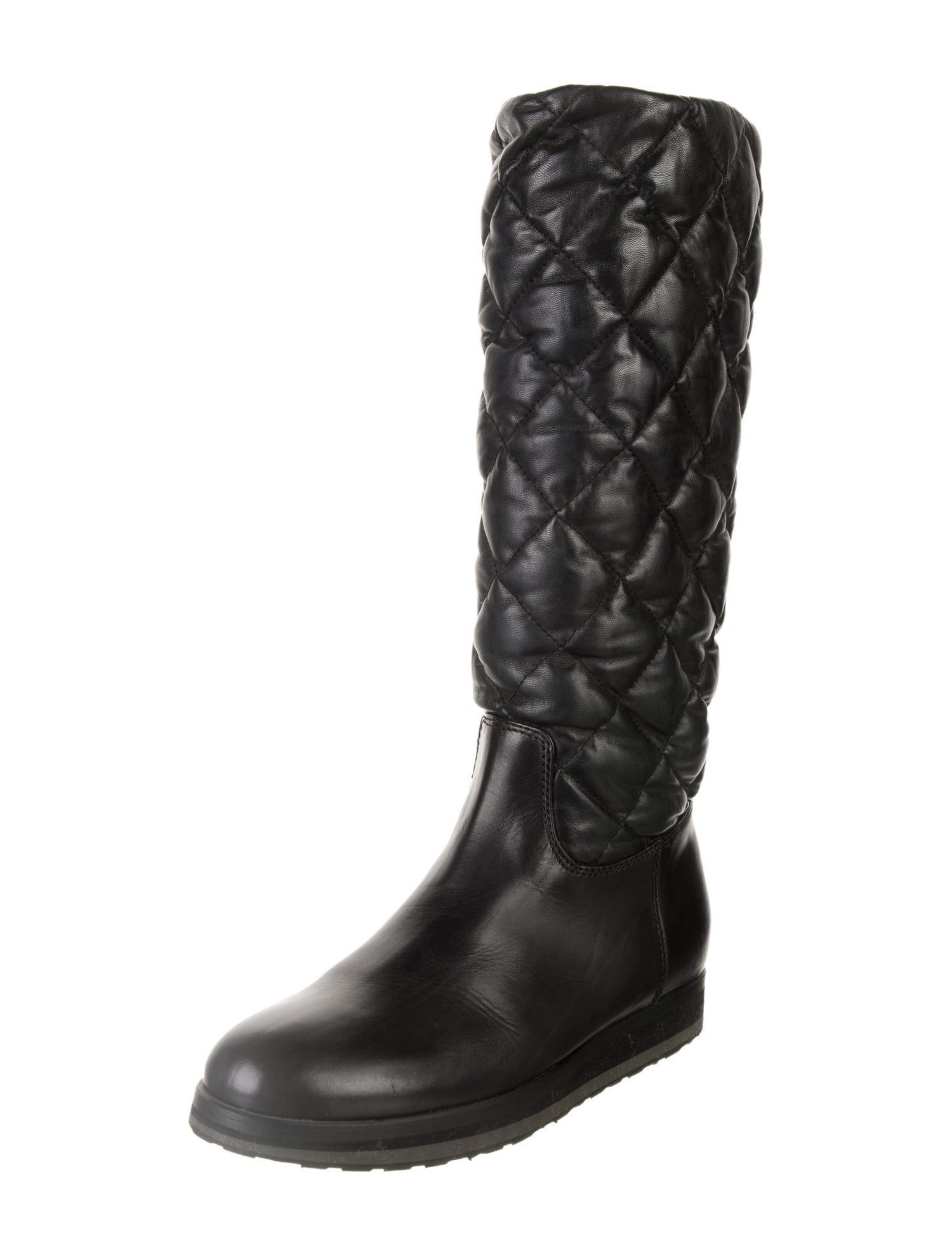 Moncler Quilted Pattern Leather Rain Boots