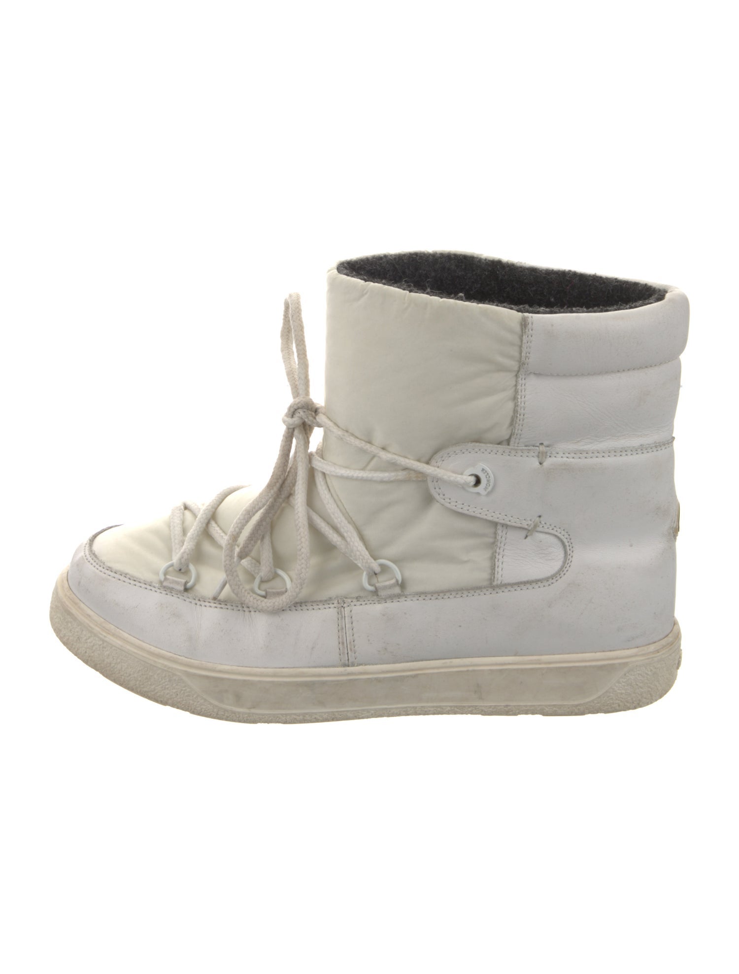 Moncler Leather Embroidered Accent Lace-Up Boots