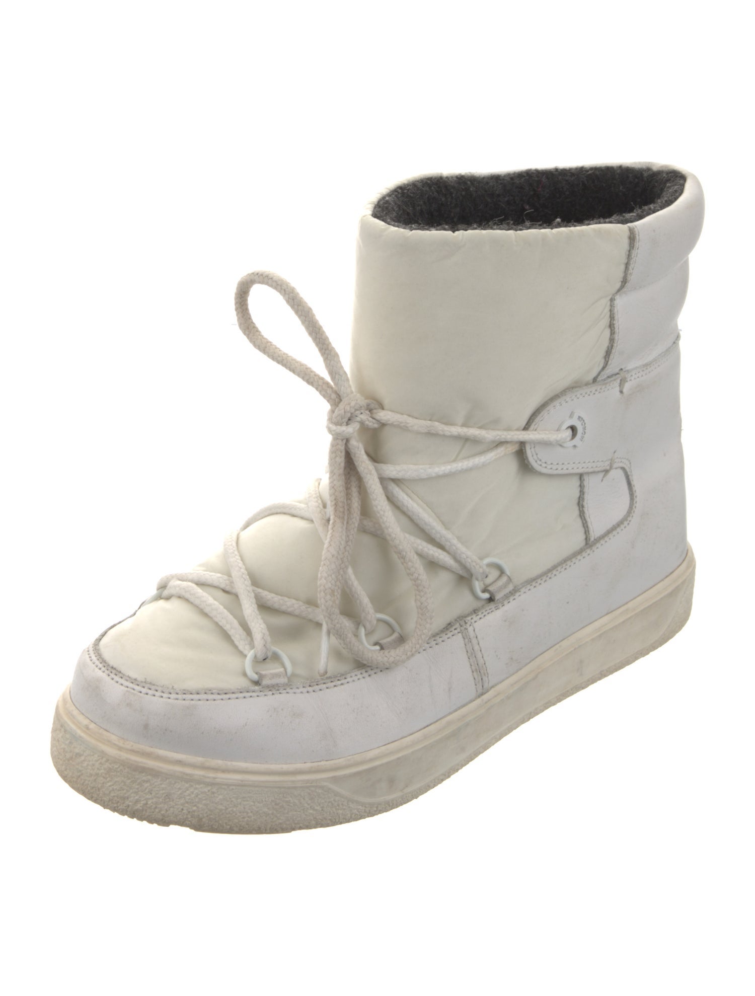 Moncler Leather Embroidered Accent Lace-Up Boots