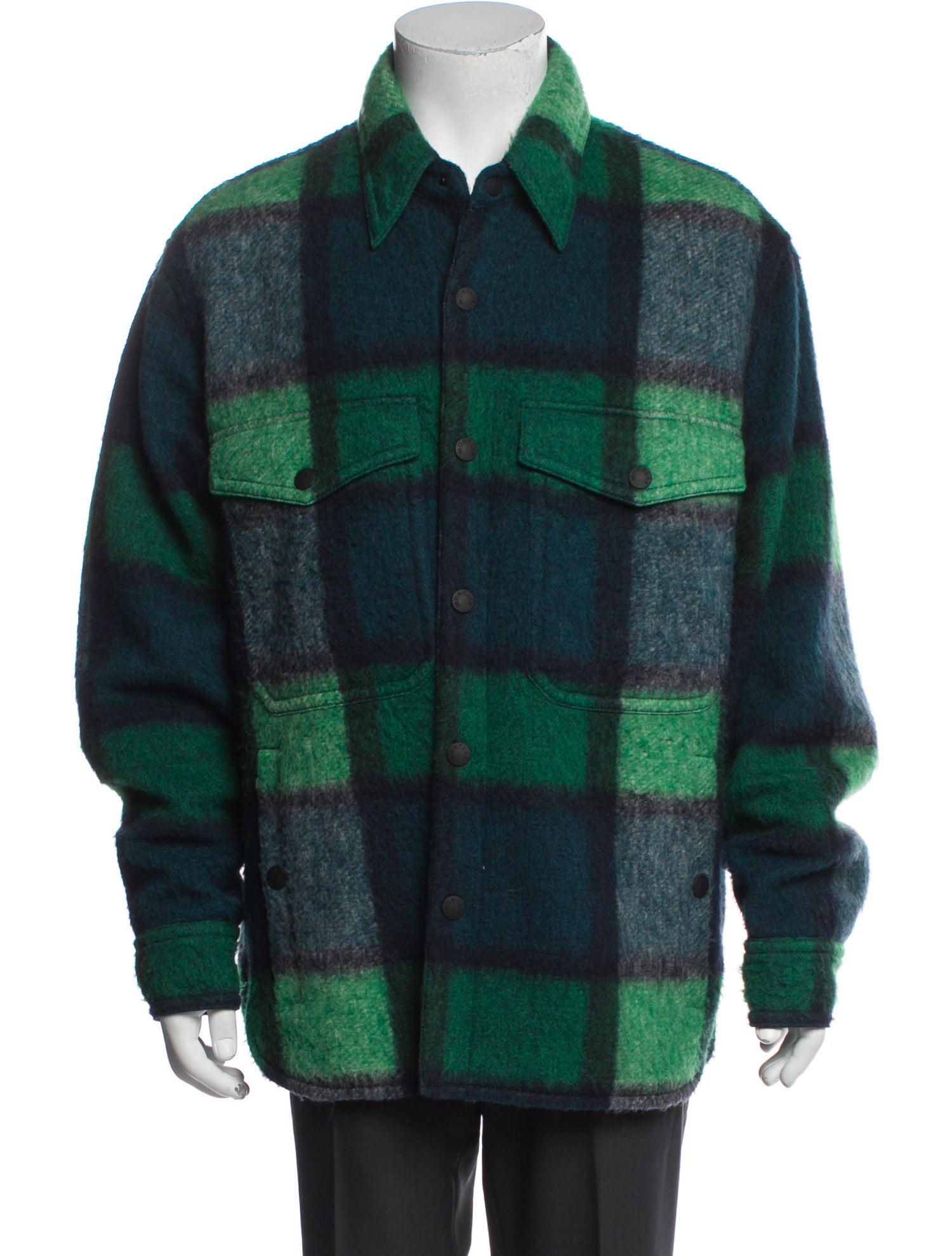 Moncler Plaid Print Peacoat