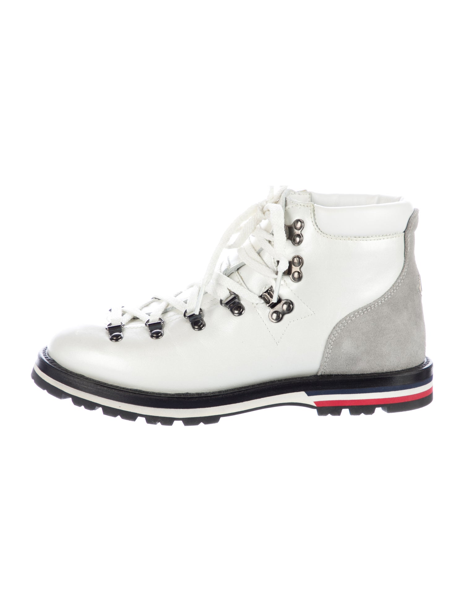 Moncler Leather Colorblock Pattern Combat Boots