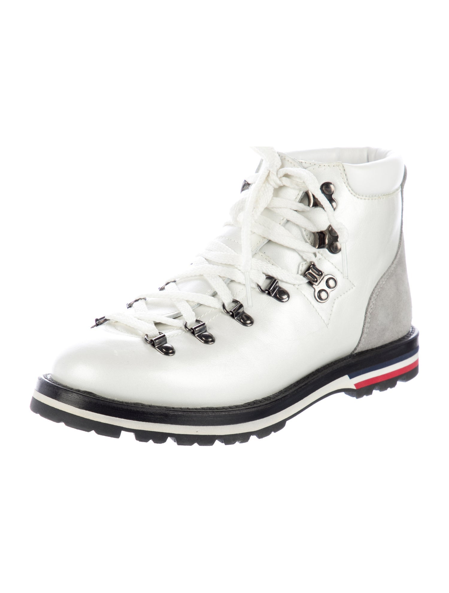 Moncler Leather Colorblock Pattern Combat Boots