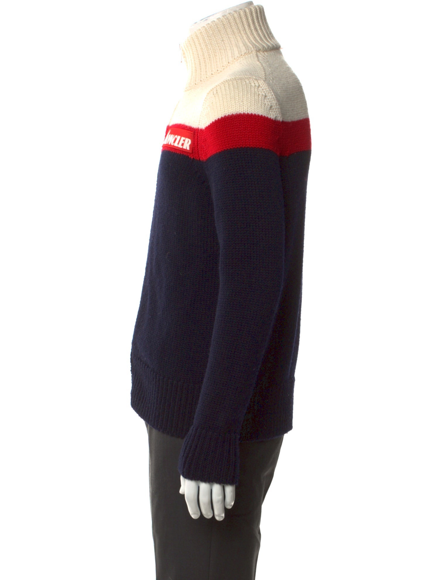 Moncler Virgin Wool Colorblock Pattern Cardigan
