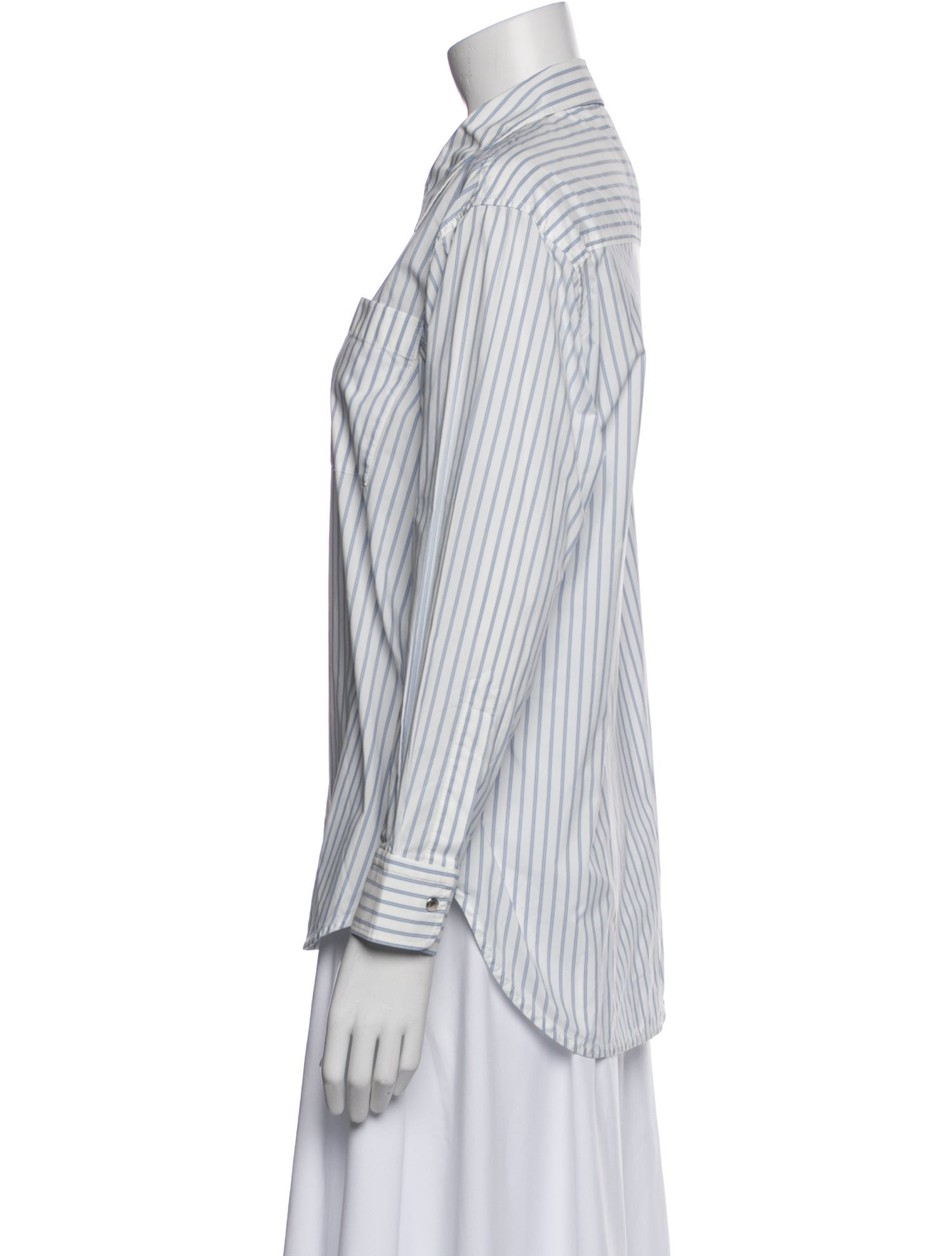 Moncler Striped Long Sleeve Button-Up Top