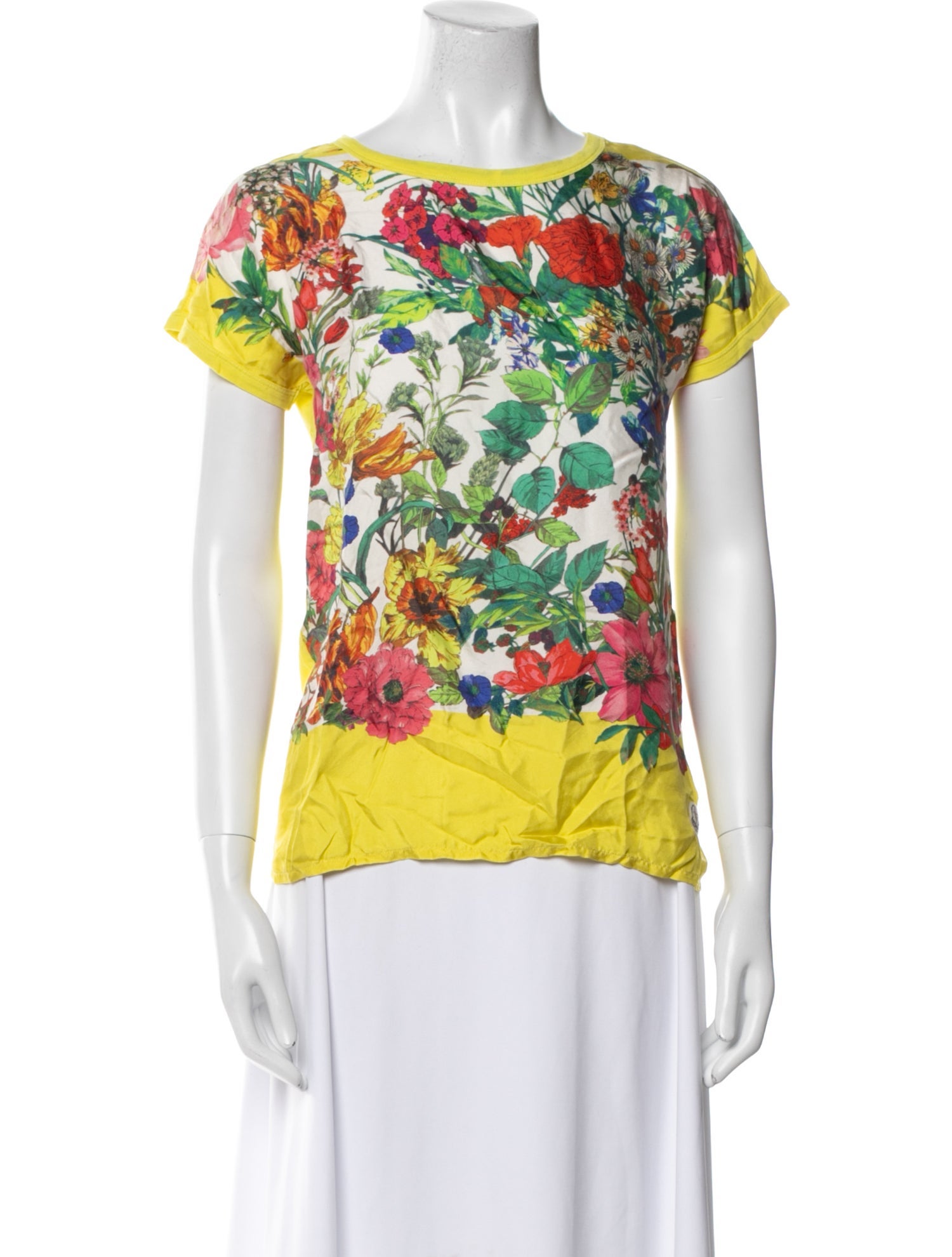 Moncler Floral Print Bateau Neckline T-Shirt