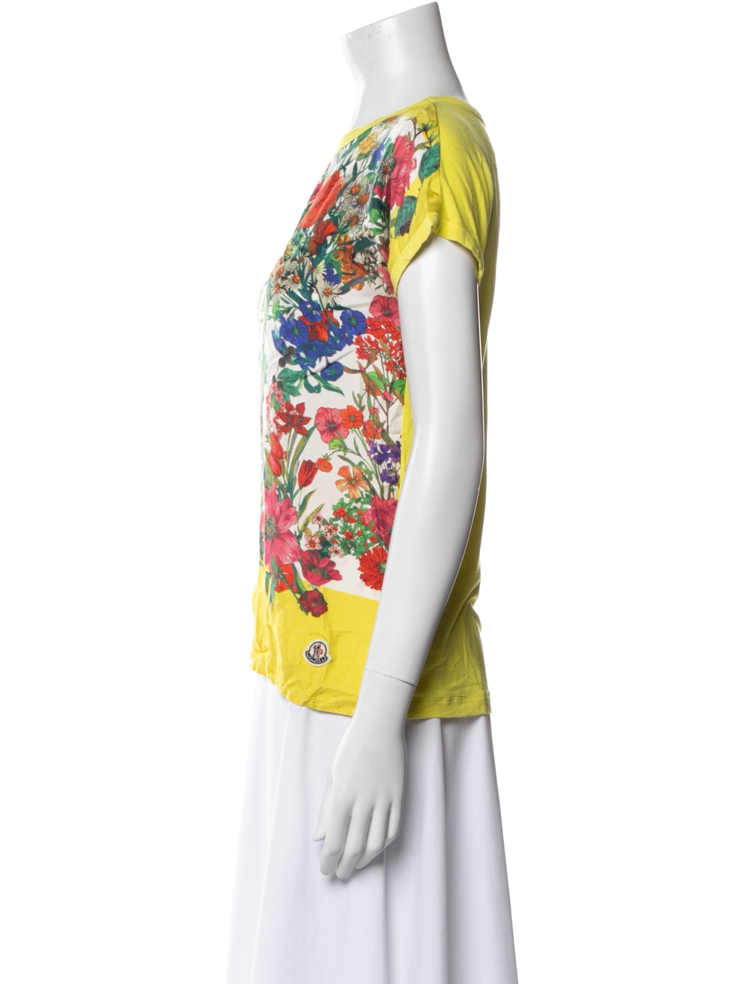 Moncler Floral Print Bateau Neckline T-Shirt