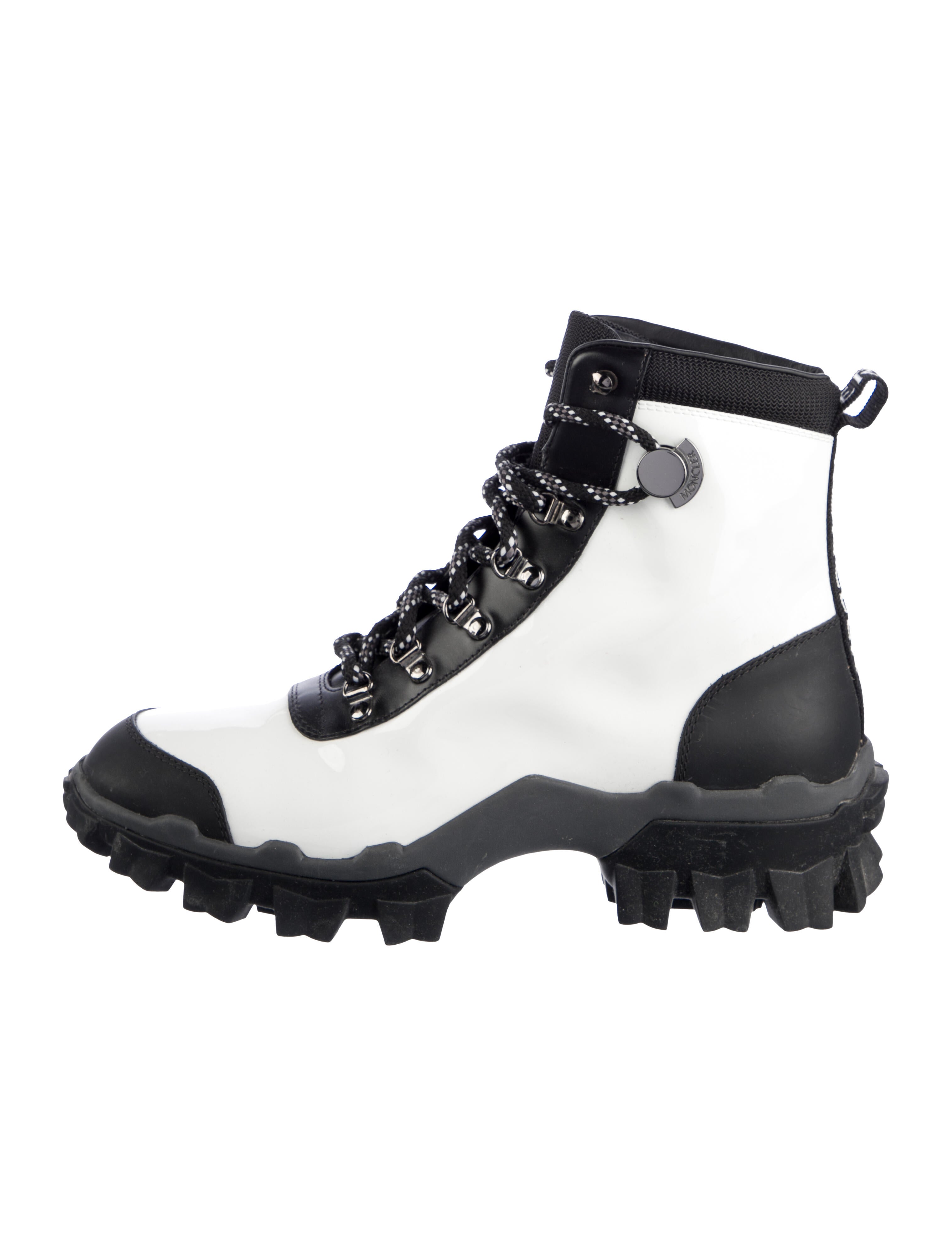 Moncler Patent Leather Colorblock Pattern Combat Boots