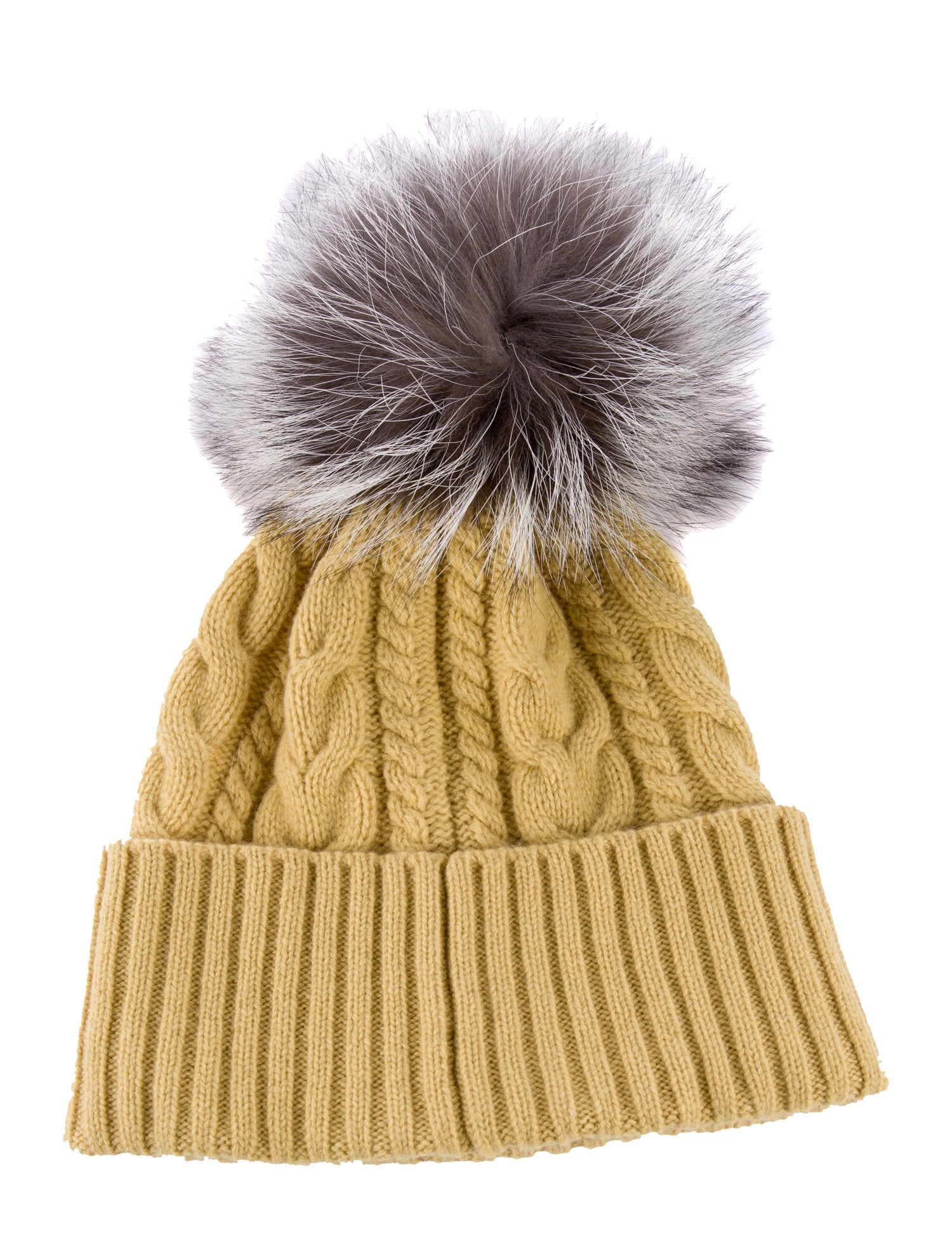 Moncler Cable Knit Fur Pom Beanie
