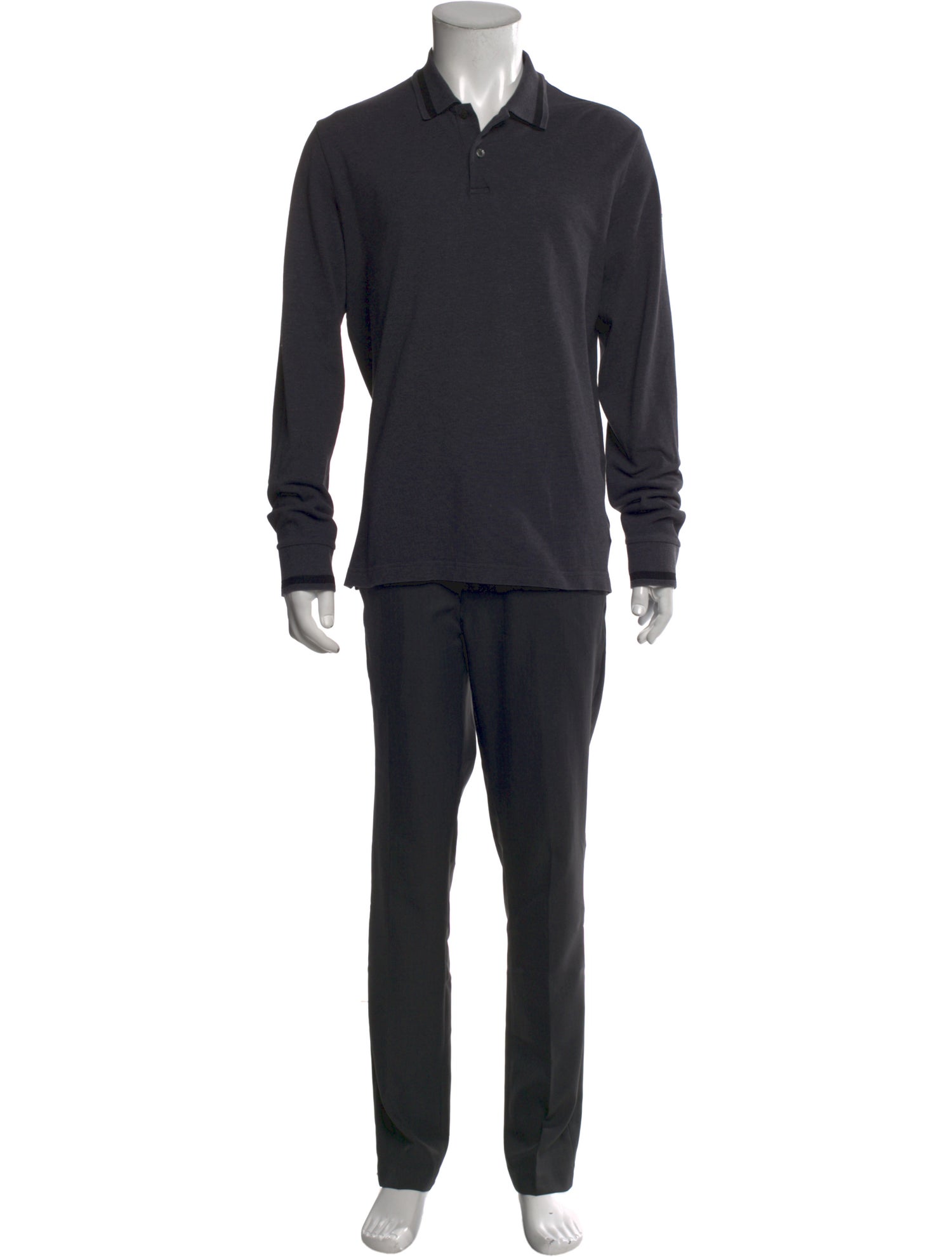 Moncler V-Neck Long Sleeve Polo Shirt