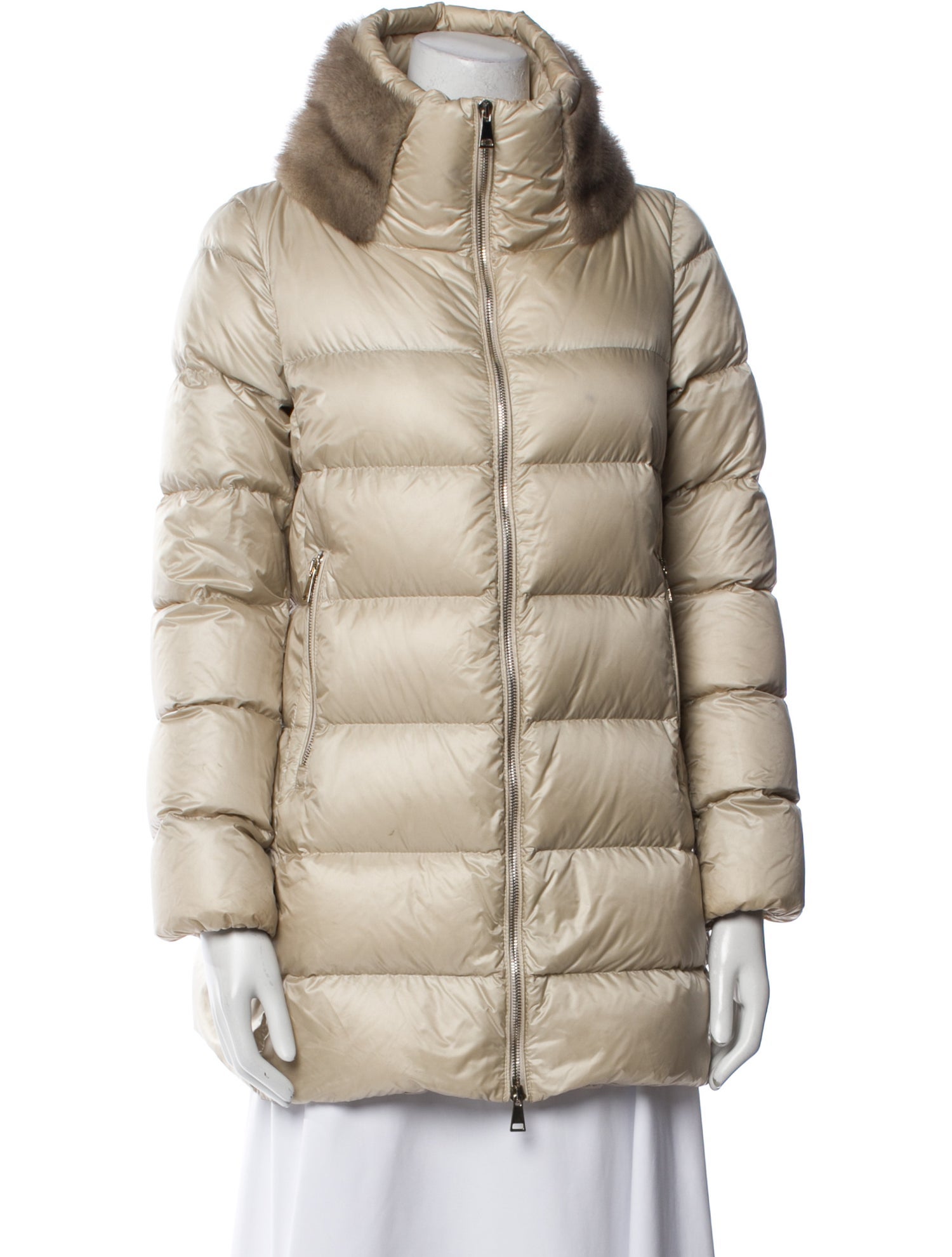Moncler Nylon Faux Fur Coat