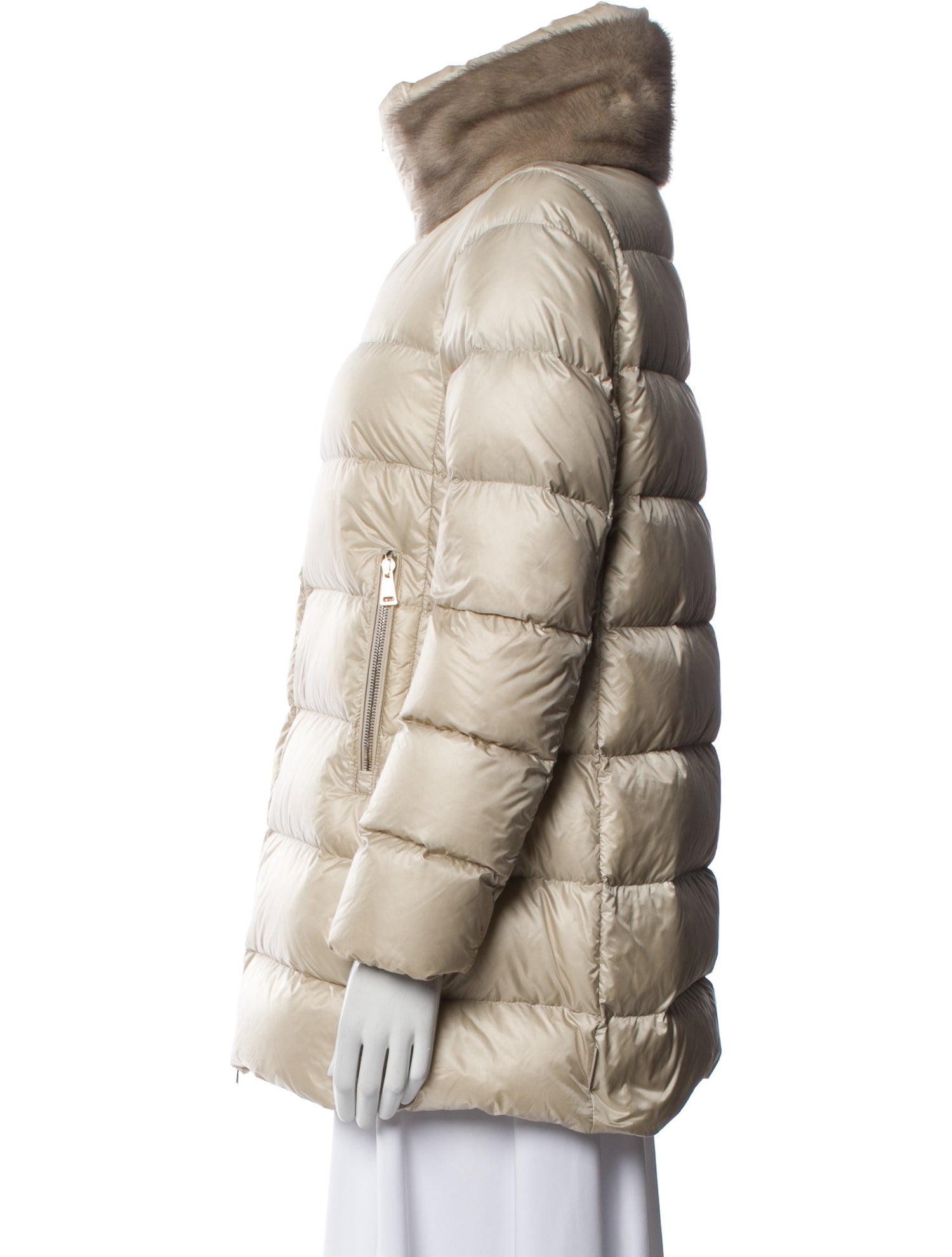 Moncler Nylon Faux Fur Coat