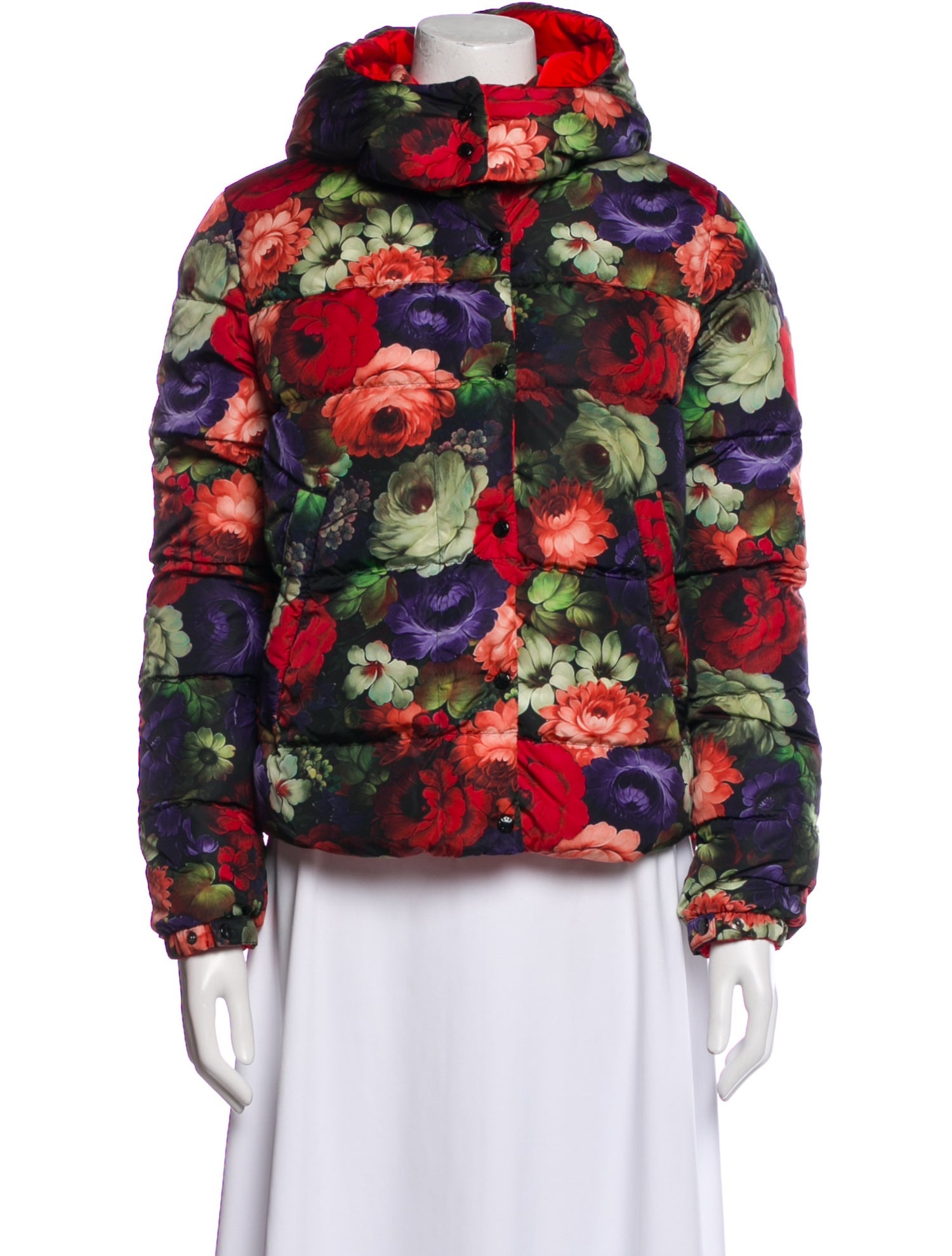 Moncler Nylon Floral Print Down Jacket