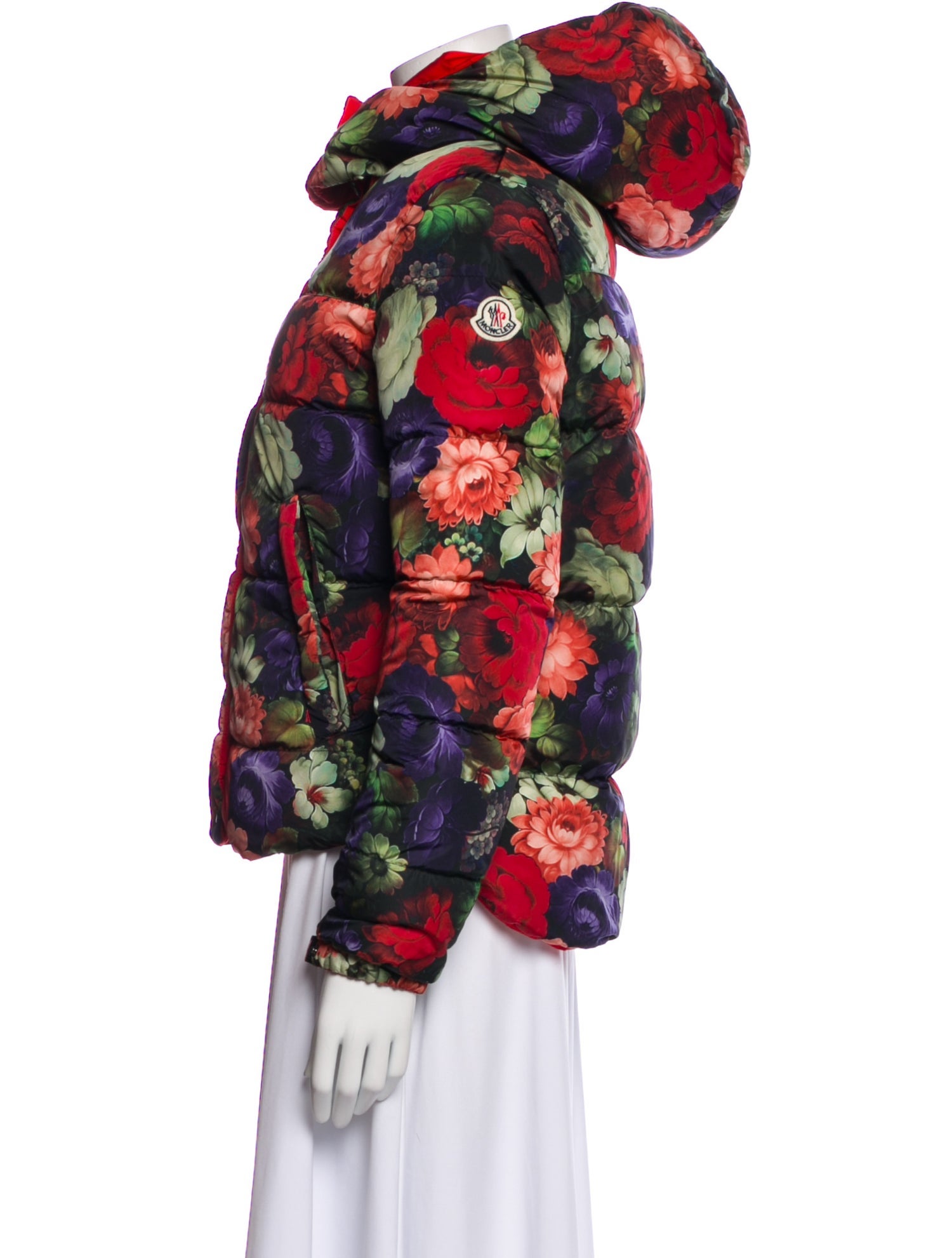 Moncler Nylon Floral Print Down Jacket