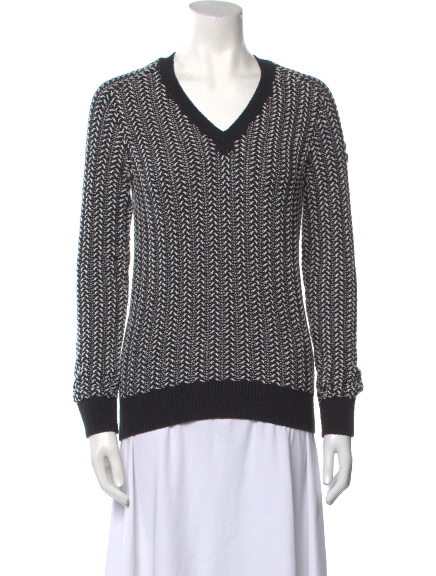 Moncler Patterned V-Neck Sweater