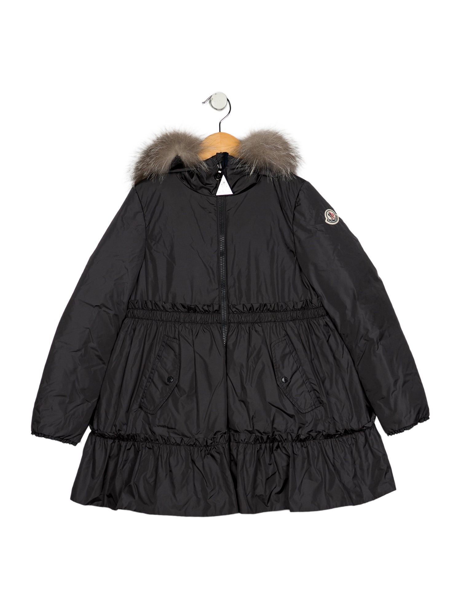 Moncler Girls' Fur Trim Down Coat w/Tags