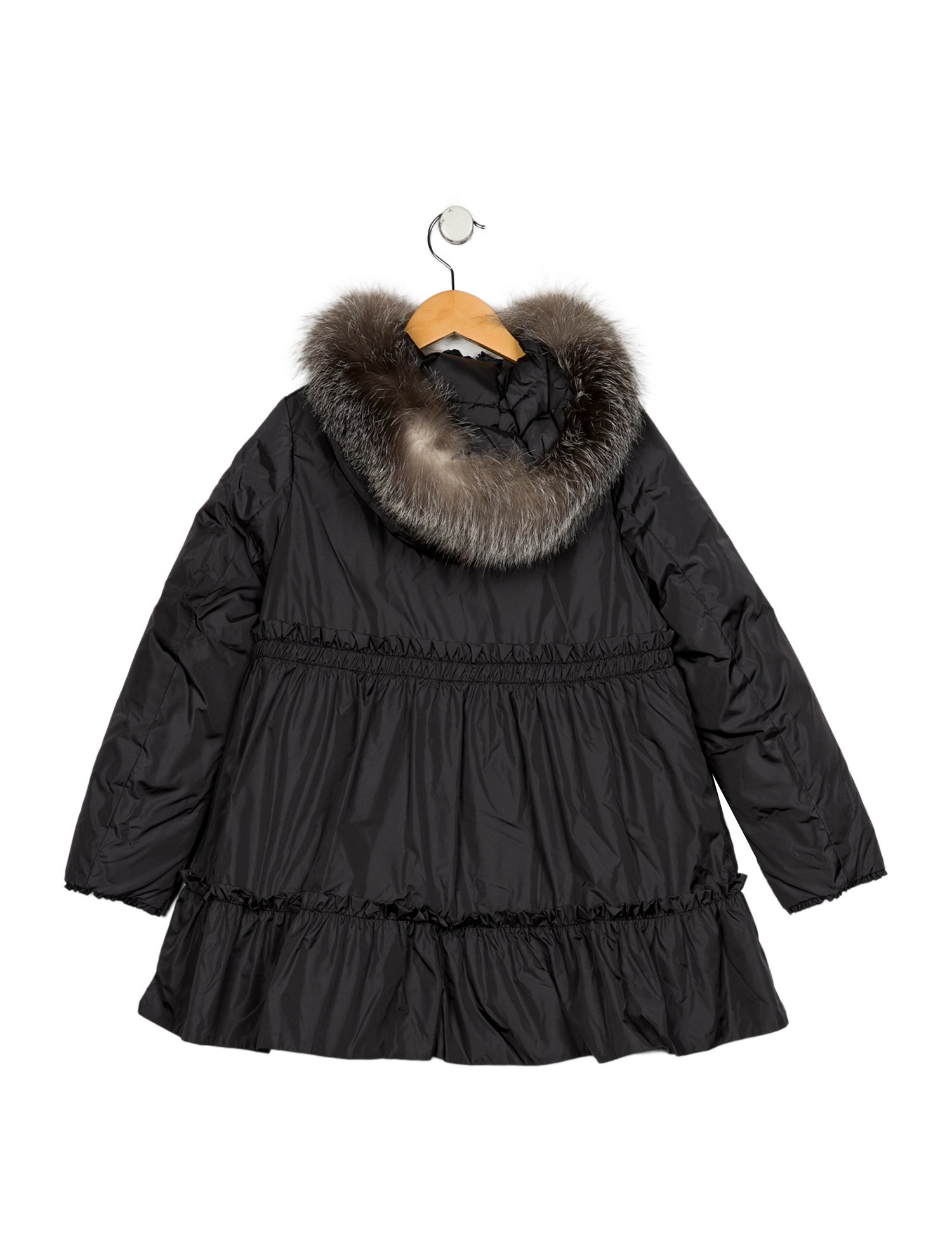 Moncler Girls' Fur Trim Down Coat w/Tags