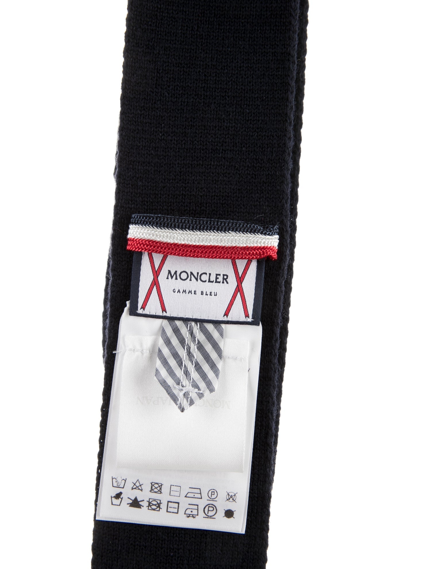 Moncler Gamme Bleu Navy Pattern Printed Knit Tie