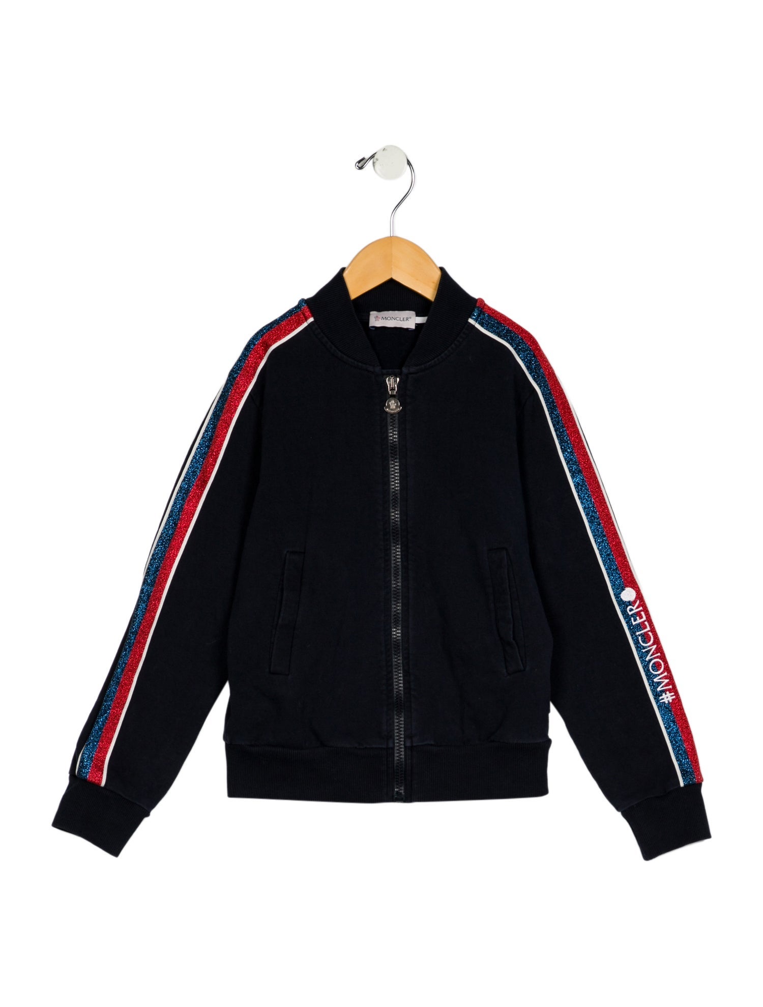 Moncler Girls' Glitter-Trim Zip-Up Jacket