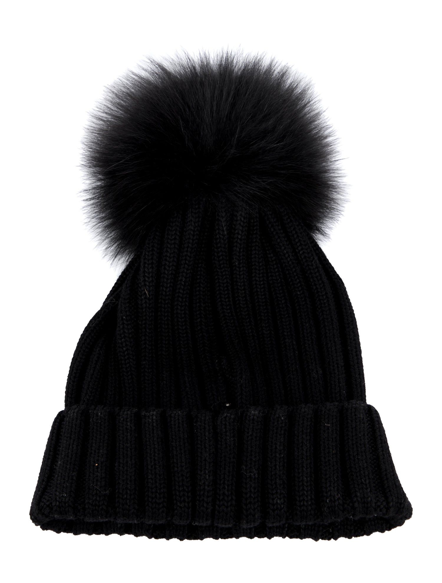 Moncler Black Wool Beanie With Pom Pom