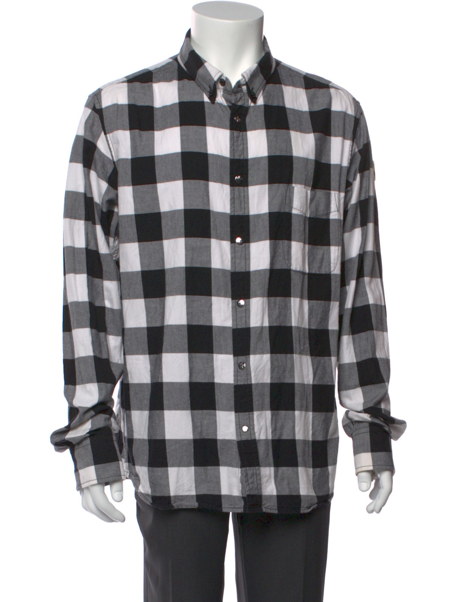 Moncler Plaid Print Long Sleeve Shirt