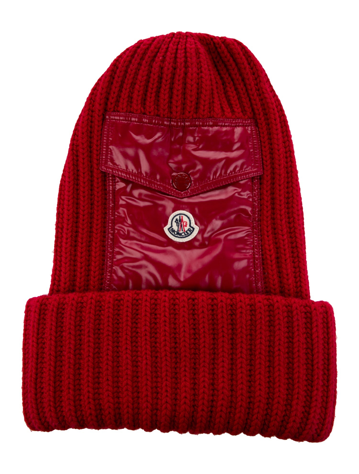 Moncler Red Virgin Wool Knitted Beanie