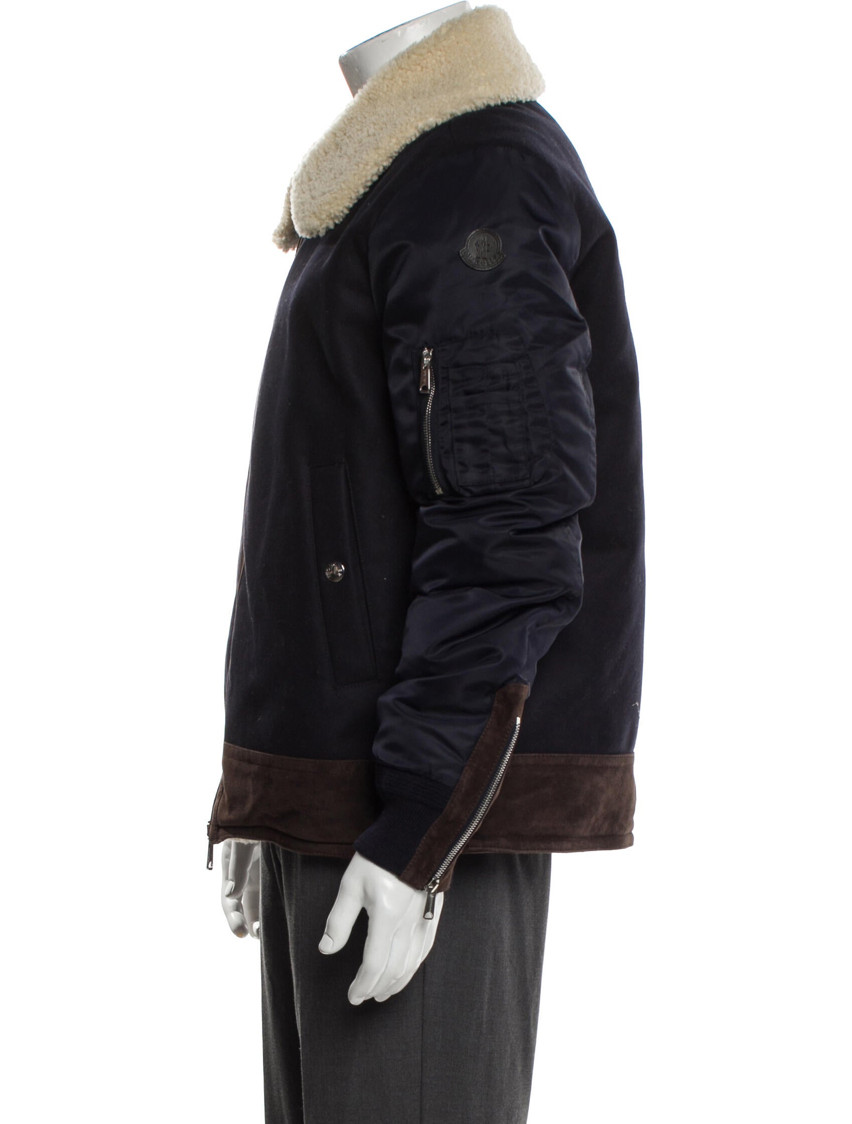 Moncler Virgin Wool Colorblock Pattern Puffer Coat