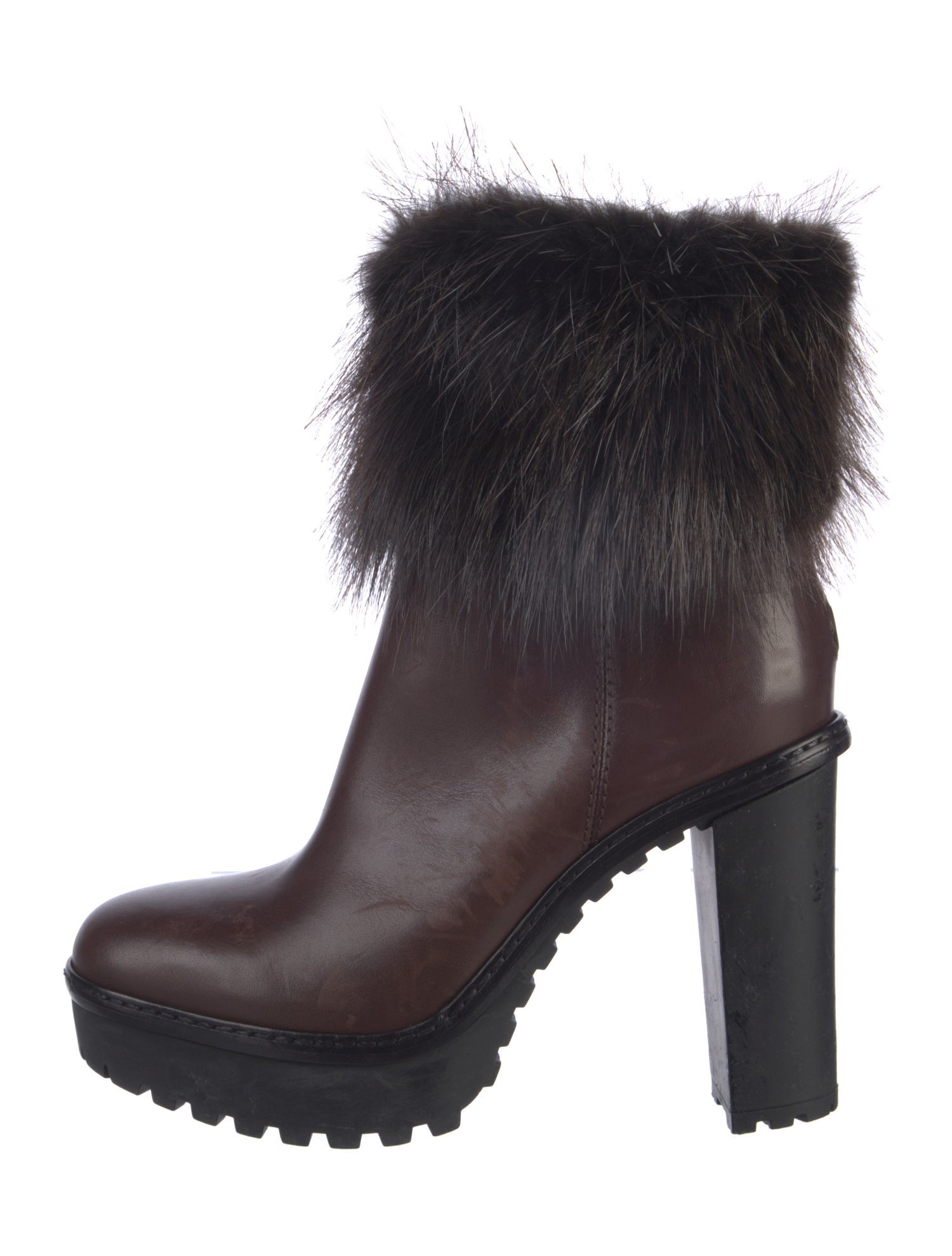 Moncler Leather Fur Trim Boots